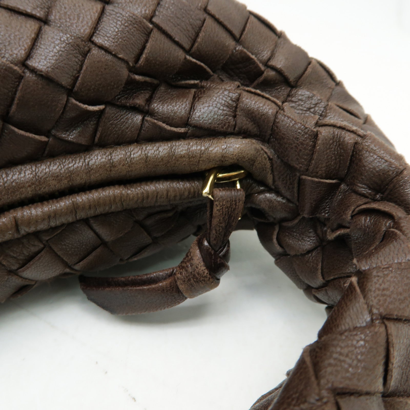 BOTTEGA VENETA 織紋皮革Shoulder Bag金扣肩背袋啡色