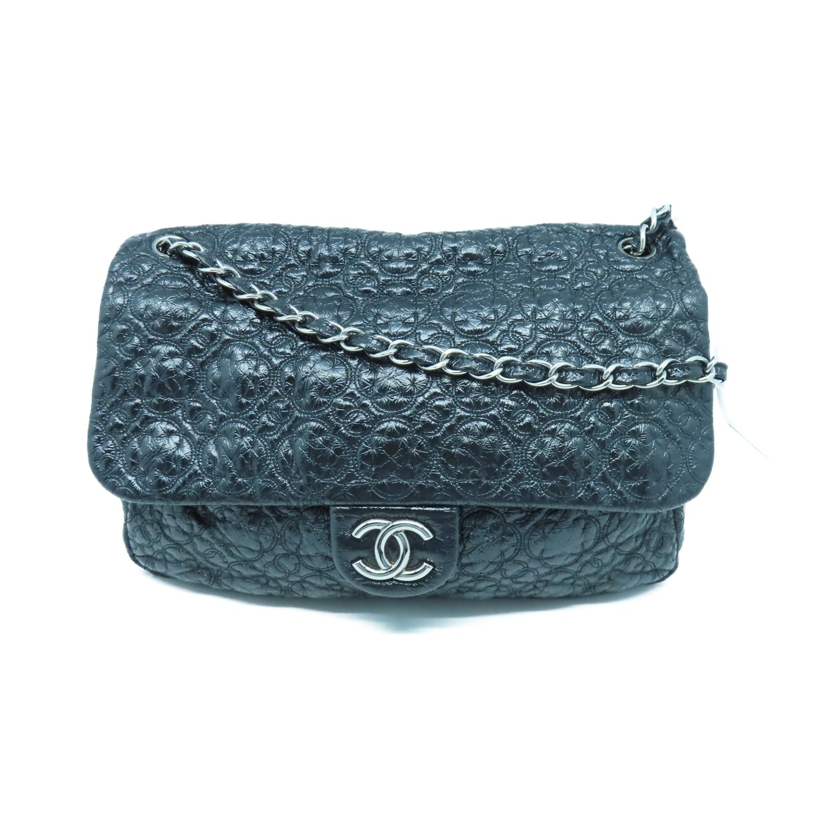 CHANEL 【激減優惠】牛皮皮革Shoulder Bag銀扣鏈帶肩背袋黑色