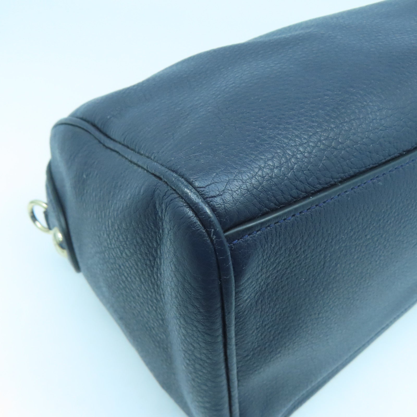 COACH 牛皮皮革2 Way Shoulder Bga金扣手挽肩背兩用袋深藍色