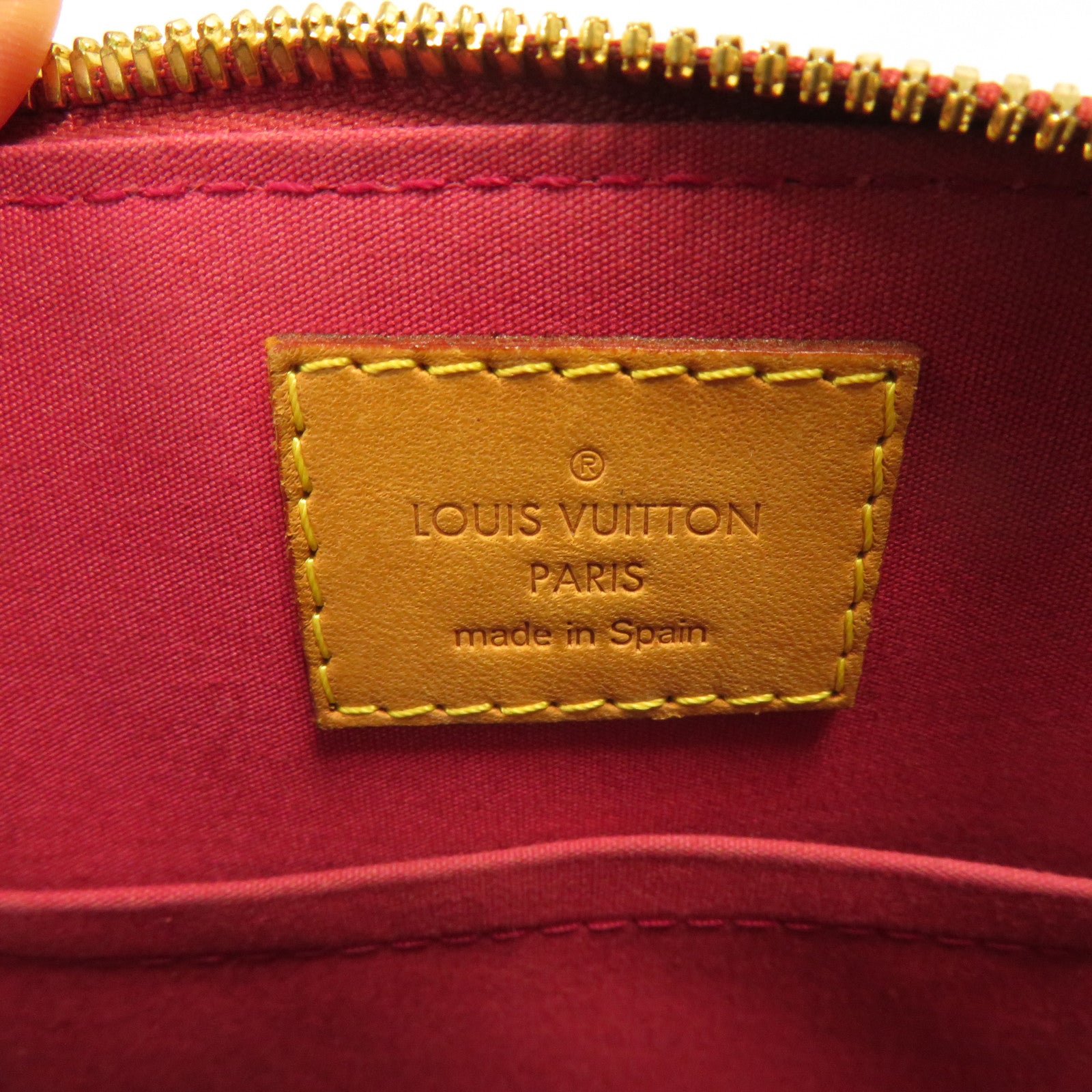 LOUIS VUITTON Monogram Vernis Alma BB金扣手挽肩背兩用袋紅色