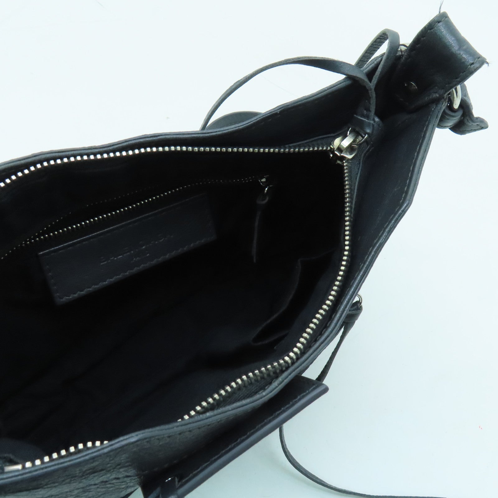 BALENCIAGA Sheepskin Leather Classic Hip Silver Buckle Shoulder Bag Dark Gray