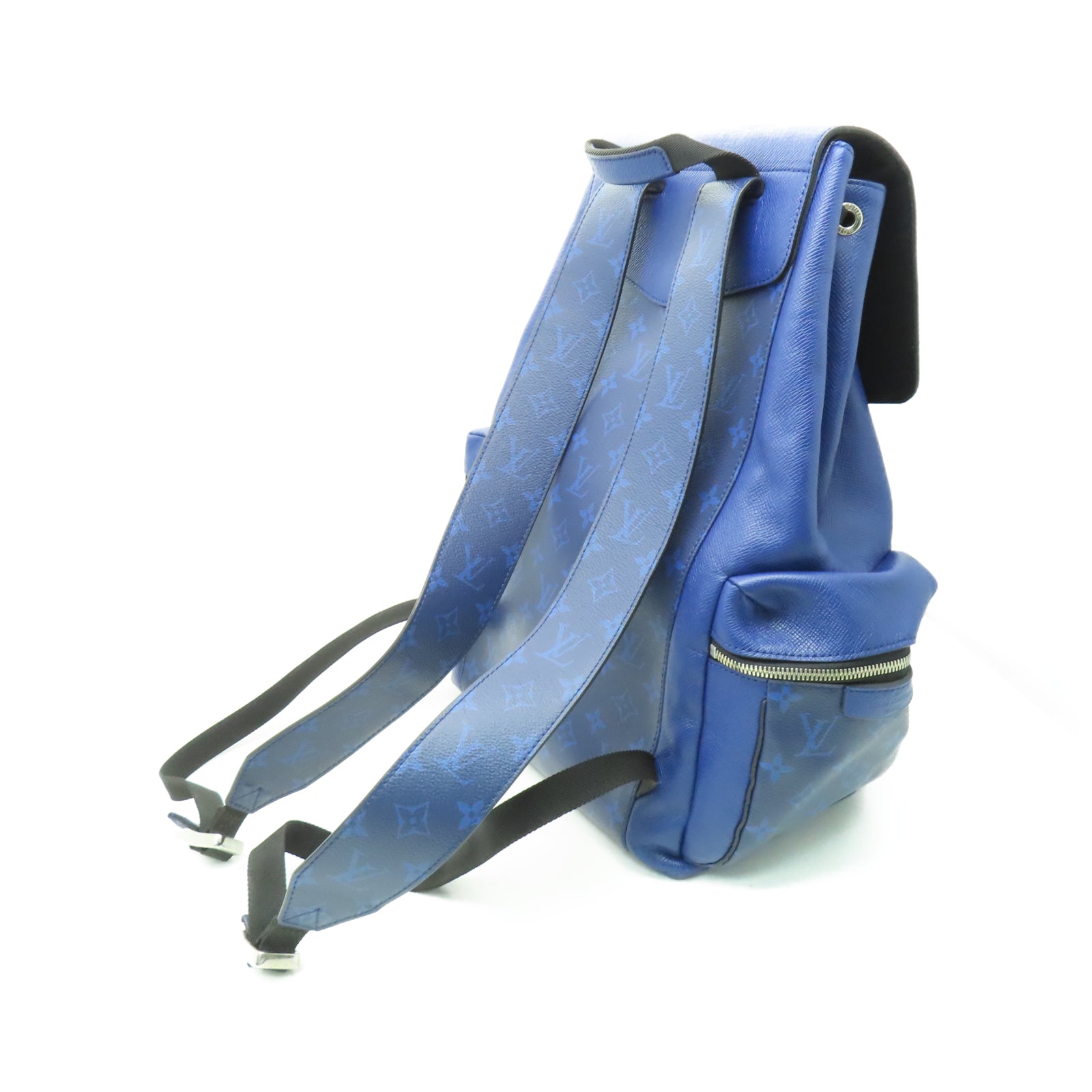 LOUIS VUITTON Taiga Rucksack銀扣背包深藍色