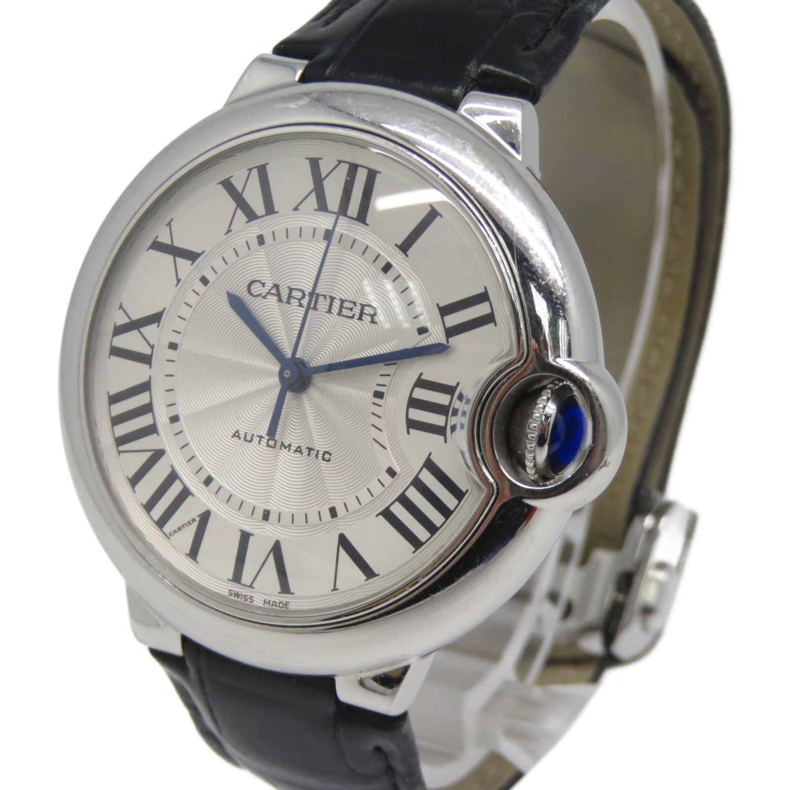 CARTIER Ballon Blue SS銀扣不鏽鋼手錶自動機芯黑色/白色