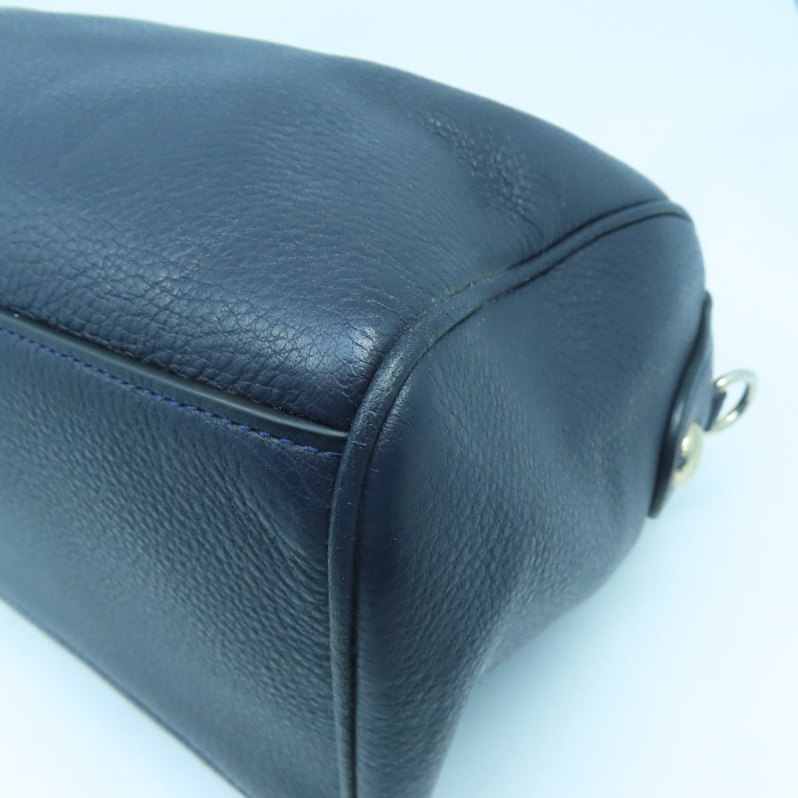 COACH 牛皮皮革2 Way Shoulder Bga金扣手挽肩背兩用袋深藍色