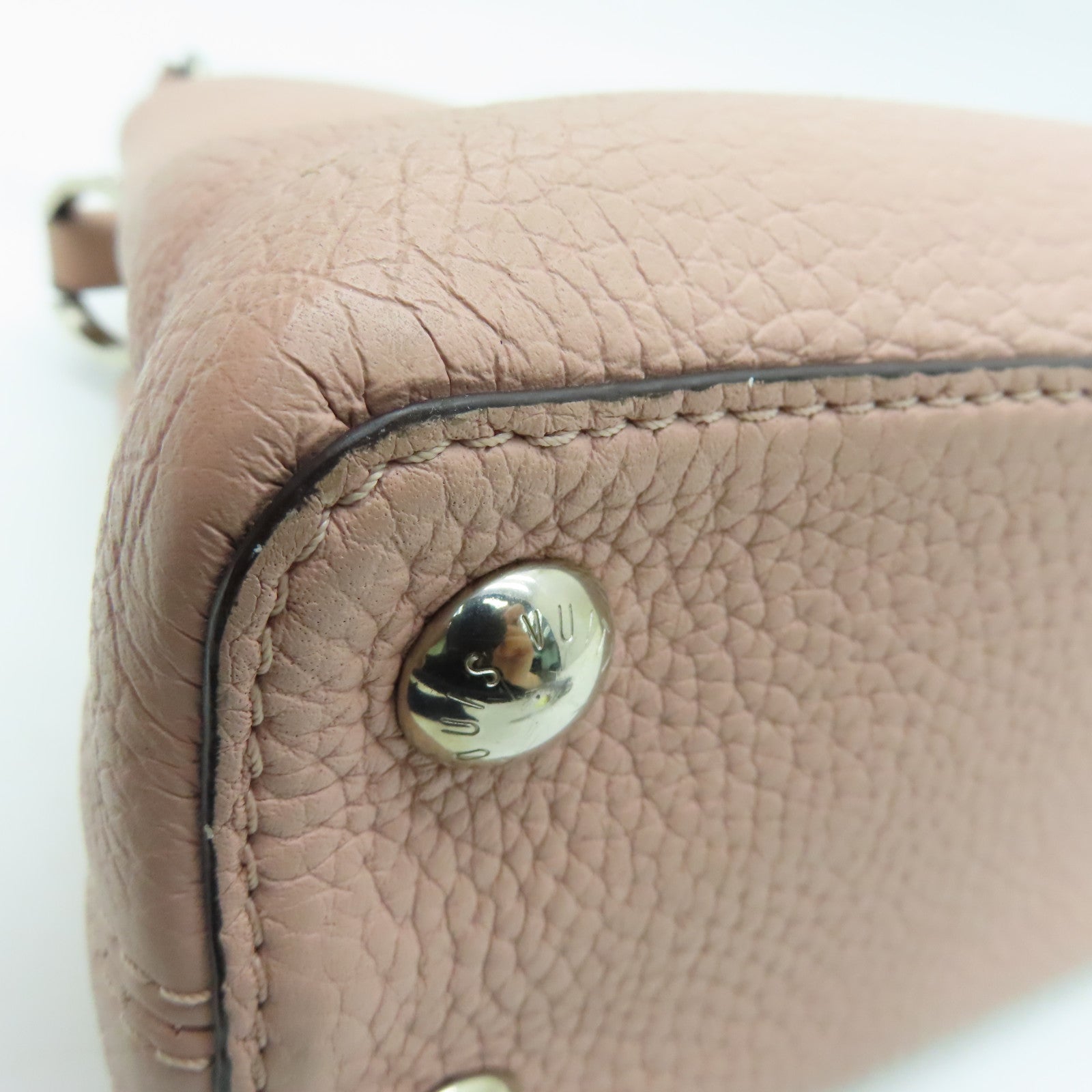 LOUIS VUITTON 牛皮皮革Capucines BB银扣手挽肩背两用袋粉红色