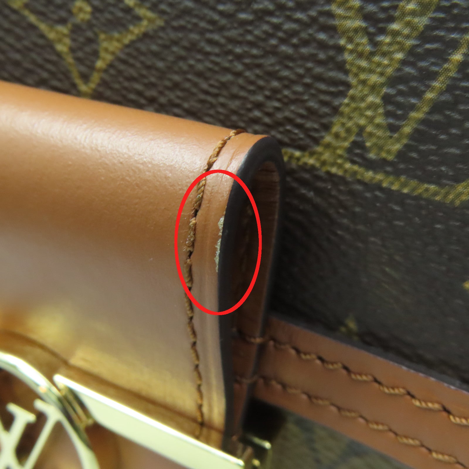 LOUIS VUITTON Monogram Mini Pauphine Gold Buckle Shoulder Bag Brown