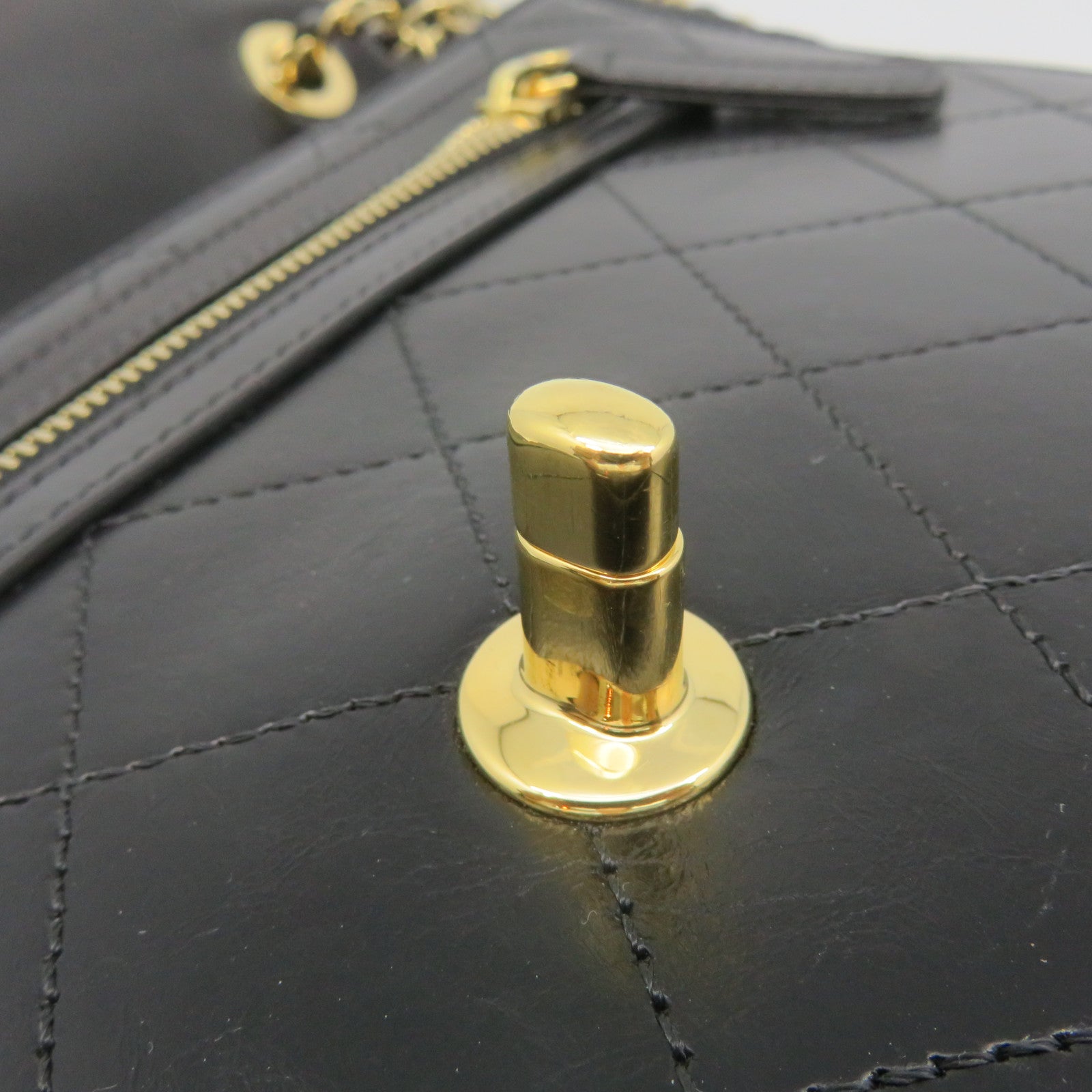CHANEL Rhombus Denim Chain Shoulder Bag Gold Buckle Chain Belt Shoulder Bag Black