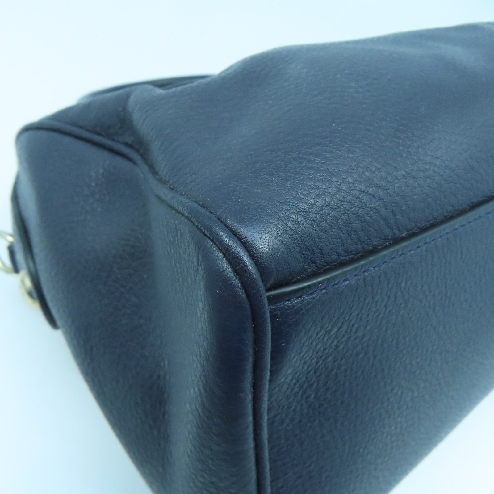 COACH 牛皮皮革2 Way Shoulder Bga金扣手挽肩背兩用袋深藍色