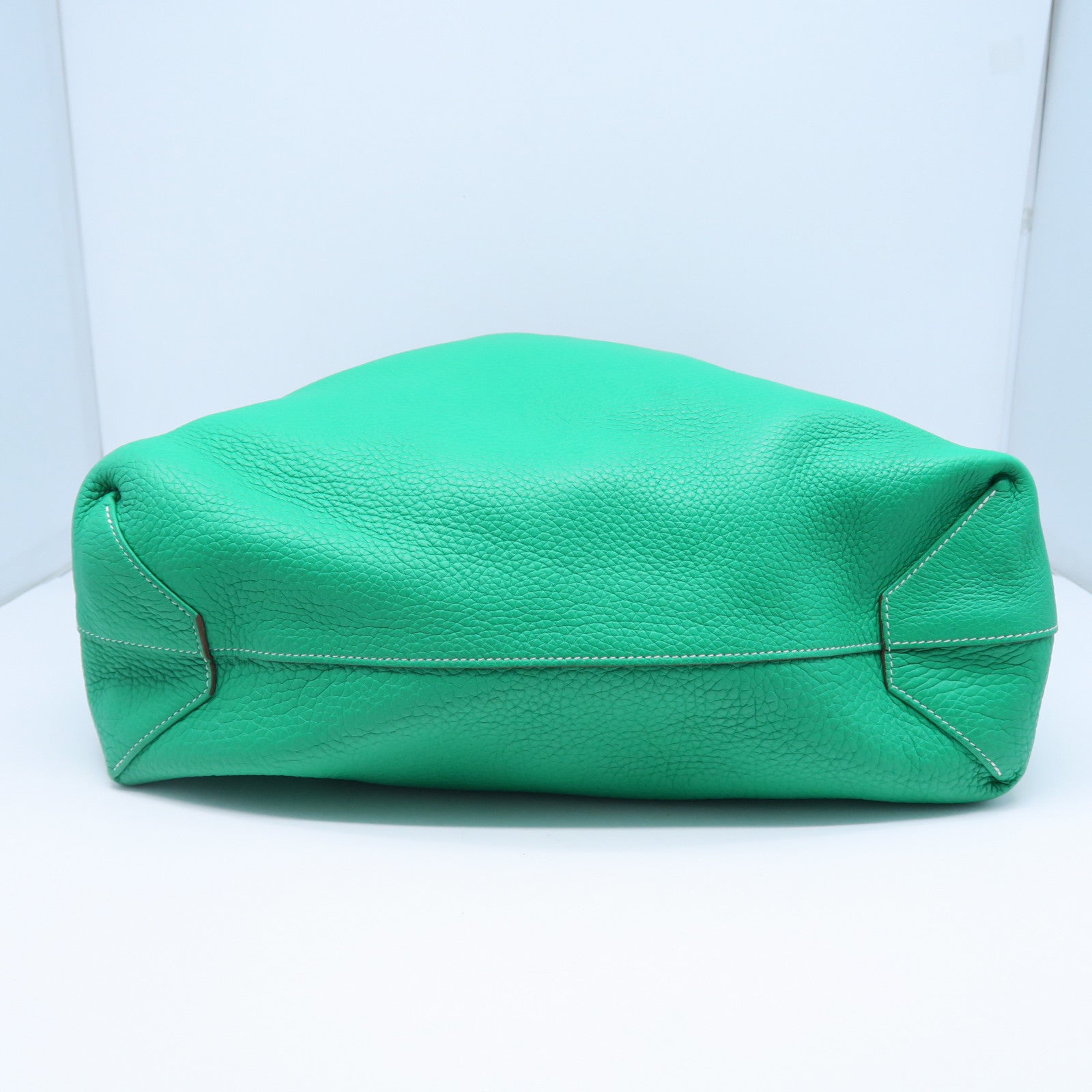 HERMES Taurillon Clemence皮革Double Sens手挽袋绿色/蓝色