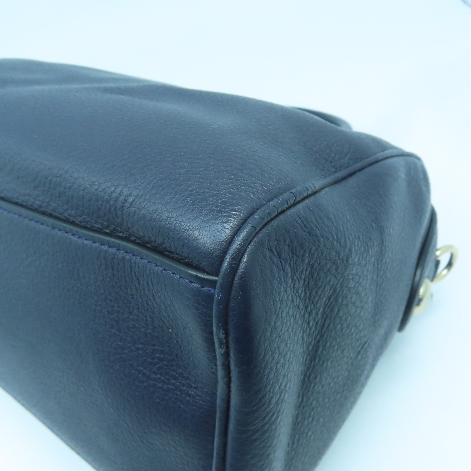 COACH 牛皮皮革2 Way Shoulder Bga金扣手挽肩背兩用袋深藍色