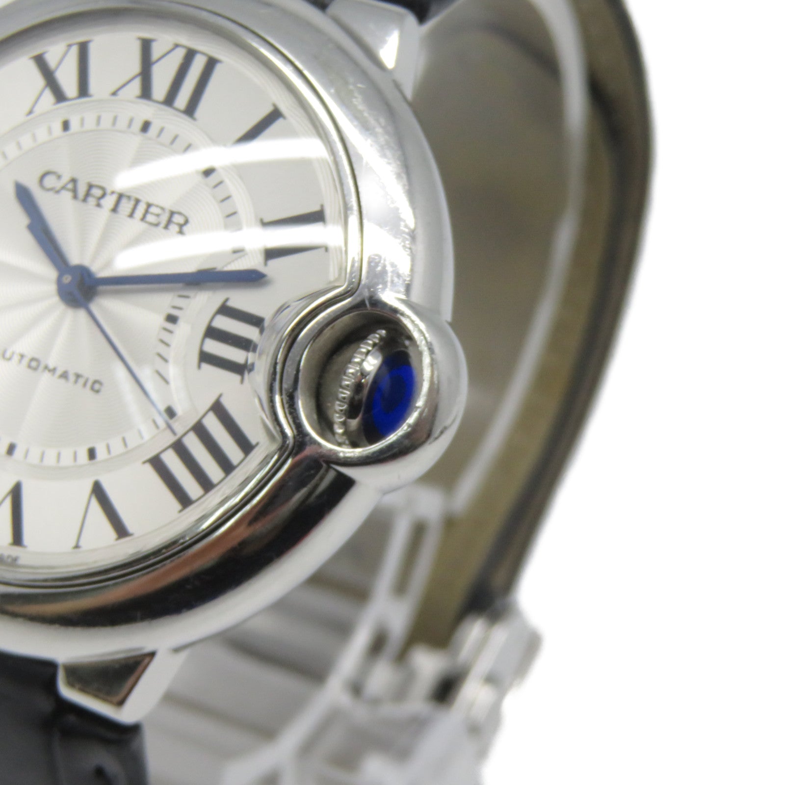 CARTIER Ballon Blue SS銀扣不鏽鋼手錶自動機芯黑色/白色
