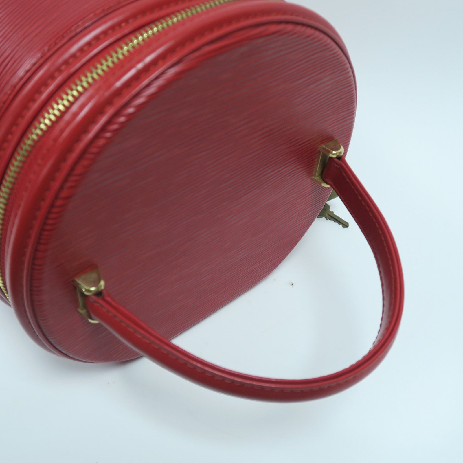 LOUIS VUITTON Epi Cannes金扣手挽袋紅色