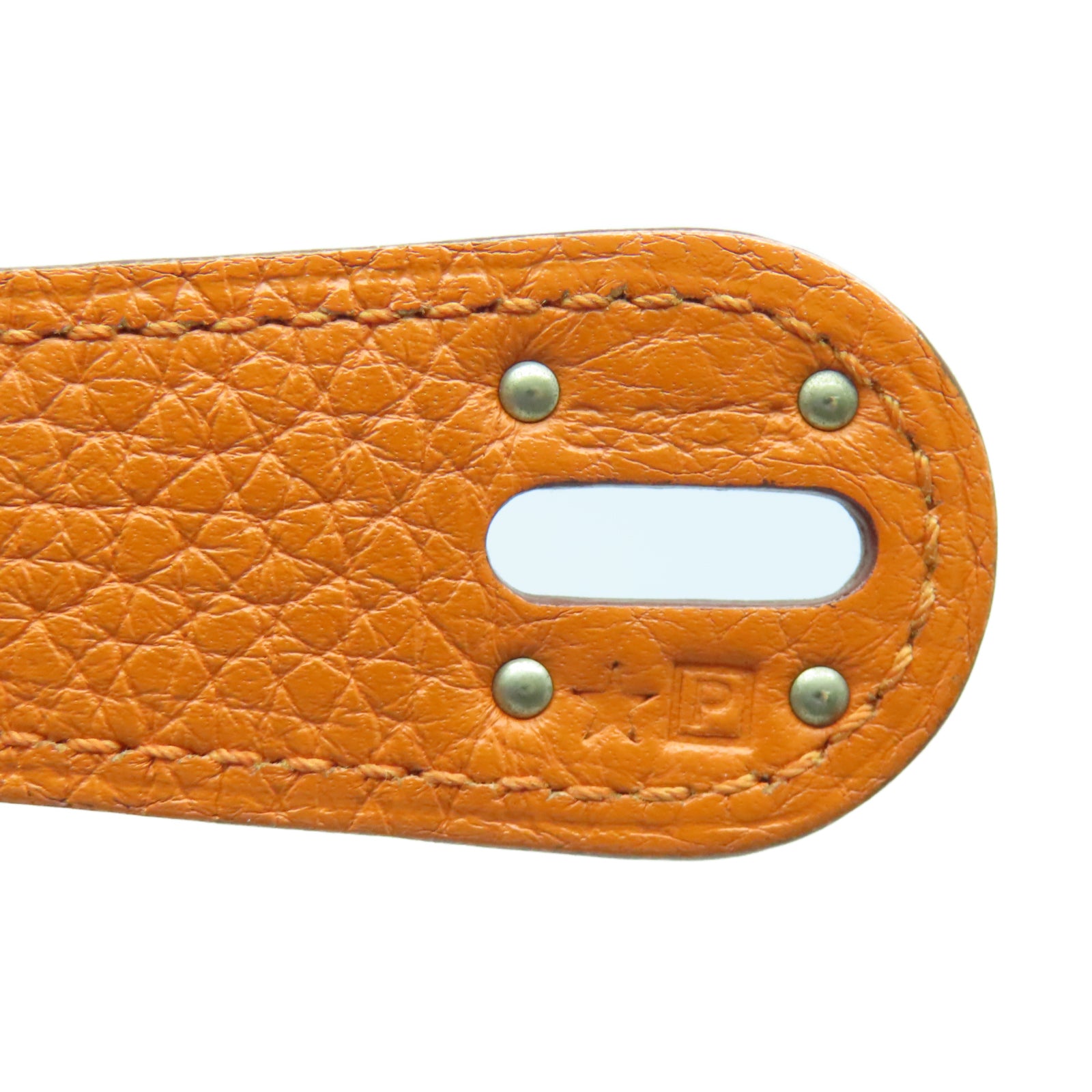 HERMES Taurillon Clemence Leather Lindy 34 Silver Buckle Handle Shoulder Bag Orange