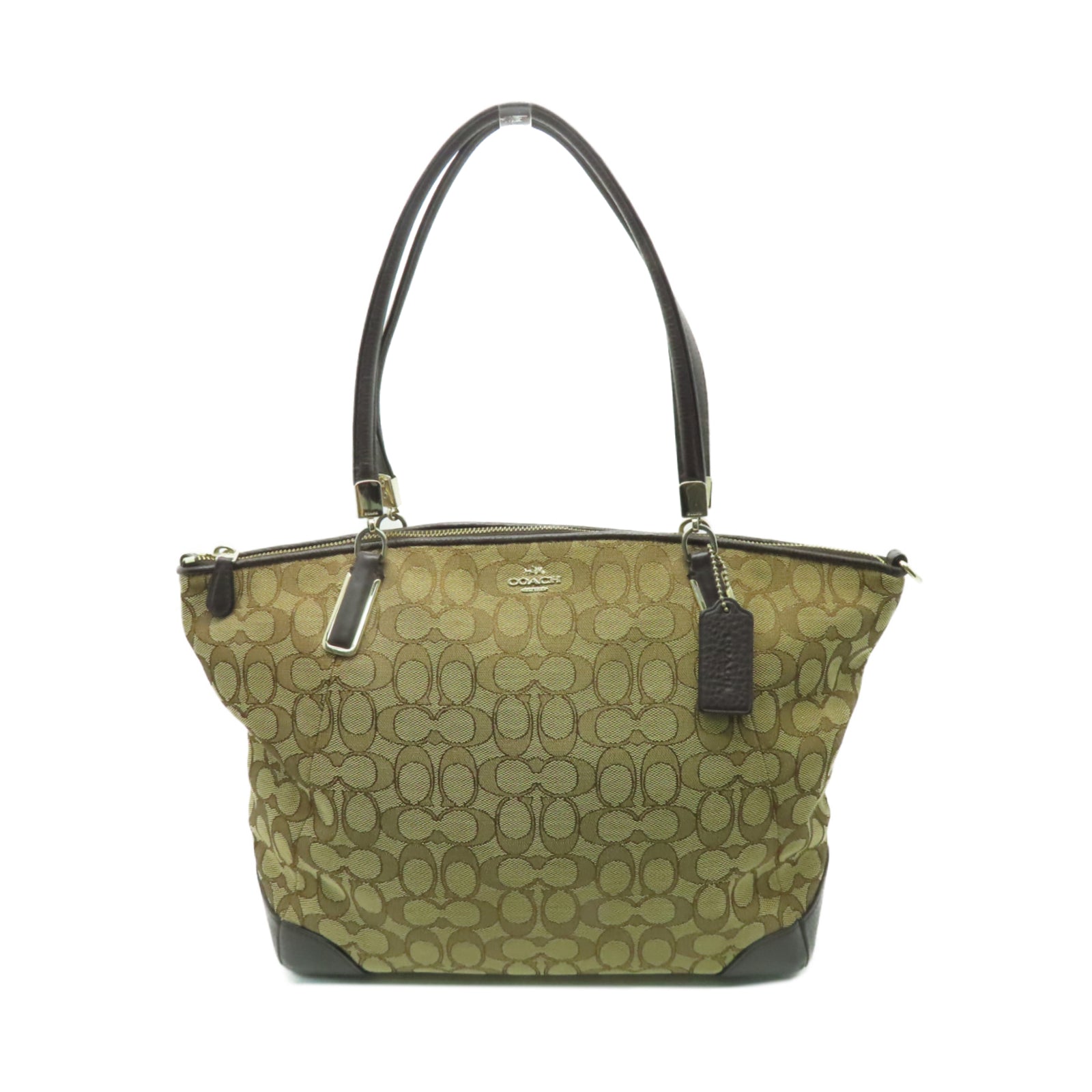 COACH 帆布Shoulder Bag金扣肩背袋棕色