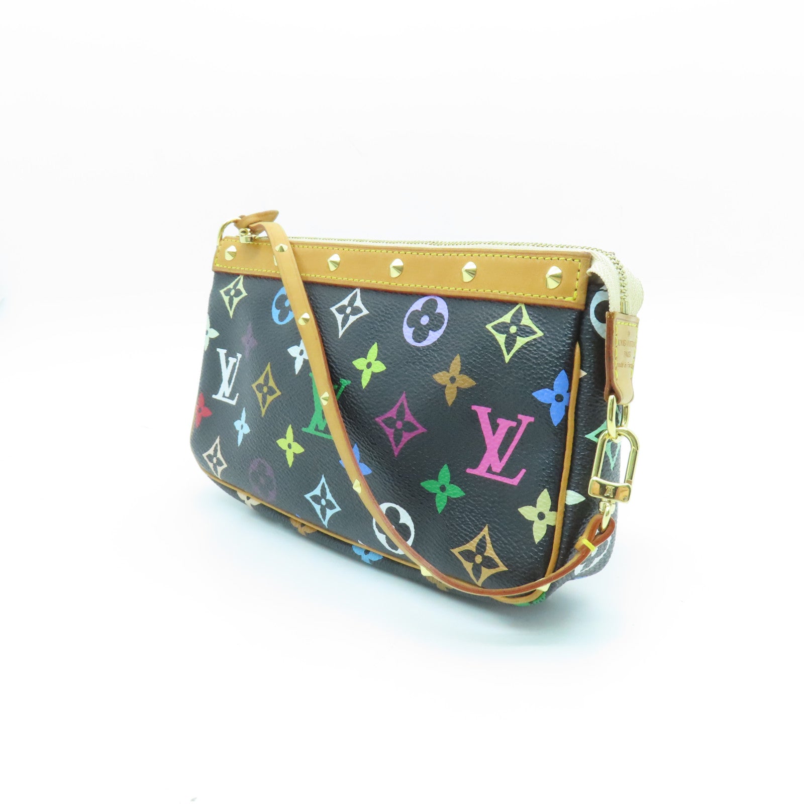 LOUIS VUITTON Multi-Mono Pochette Accessories Gold Buckle Shoulder Bag Black/Color