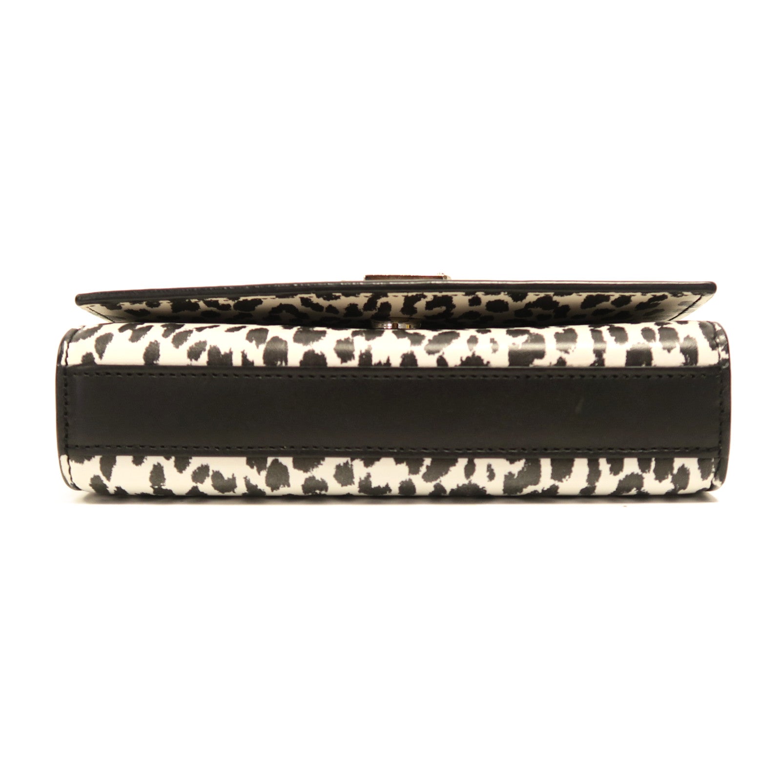 SAINT LAURENT 牛皮皮革Chain Shoulder Bag銀扣鏈帶肩背袋黑色/白色
