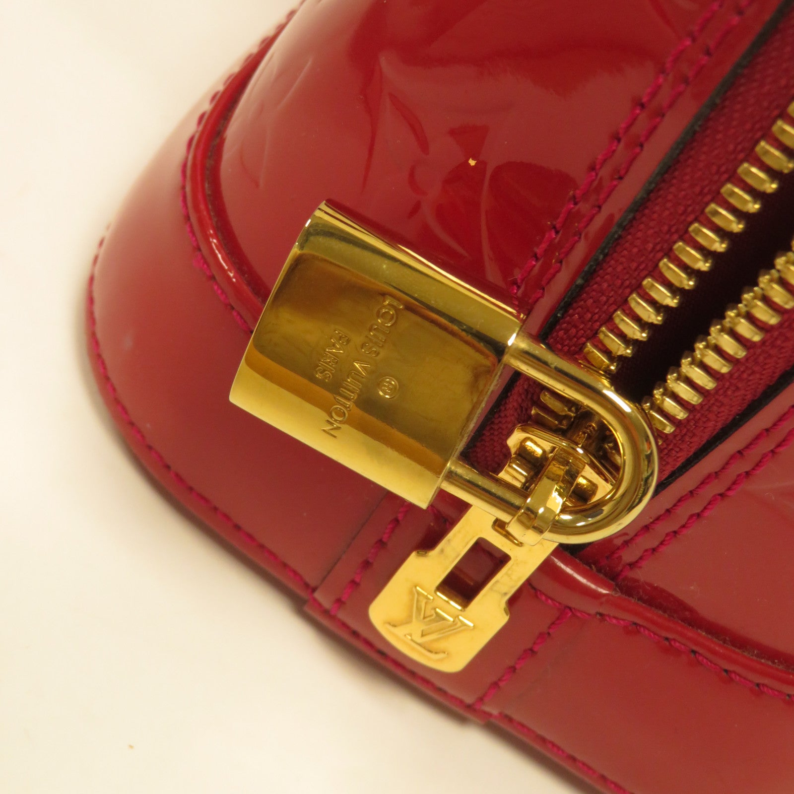 LOUIS VUITTON Monogram Vernis Alma BB金扣手挽肩背兩用袋紅色