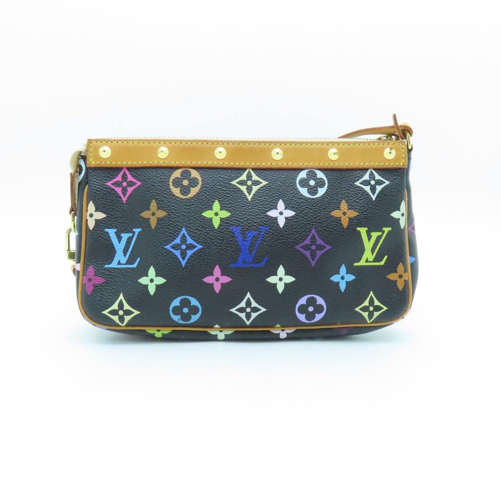 LOUIS VUITTON Multi-Mono Pochette Accessories Gold Buckle Shoulder Bag Black/Color