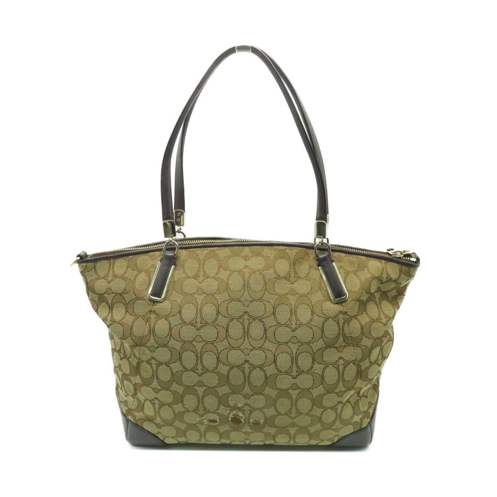 COACH 帆布Shoulder Bag金扣肩背袋棕色