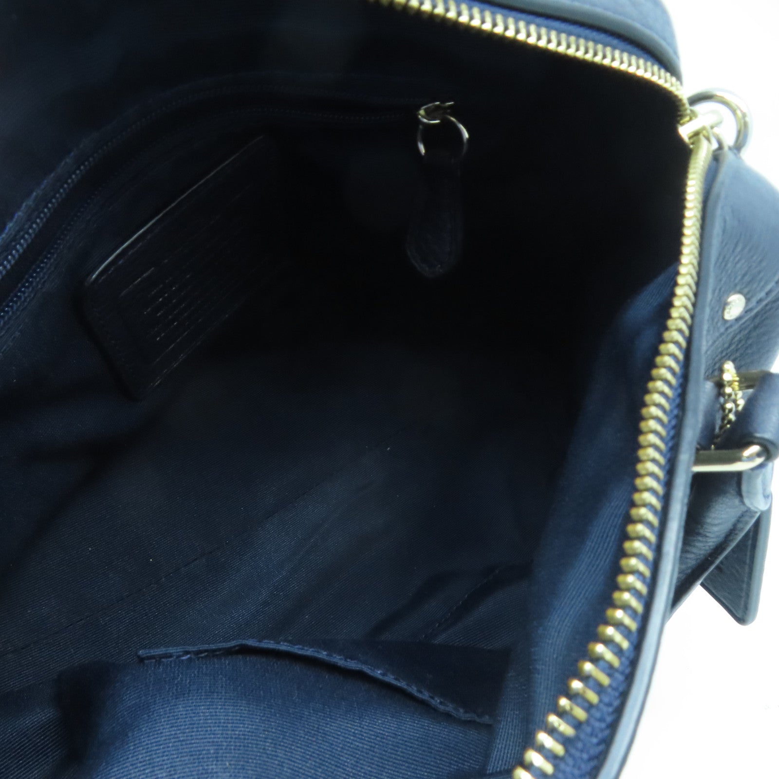 COACH 牛皮皮革2 Way Shoulder Bga金扣手挽肩背兩用袋深藍色