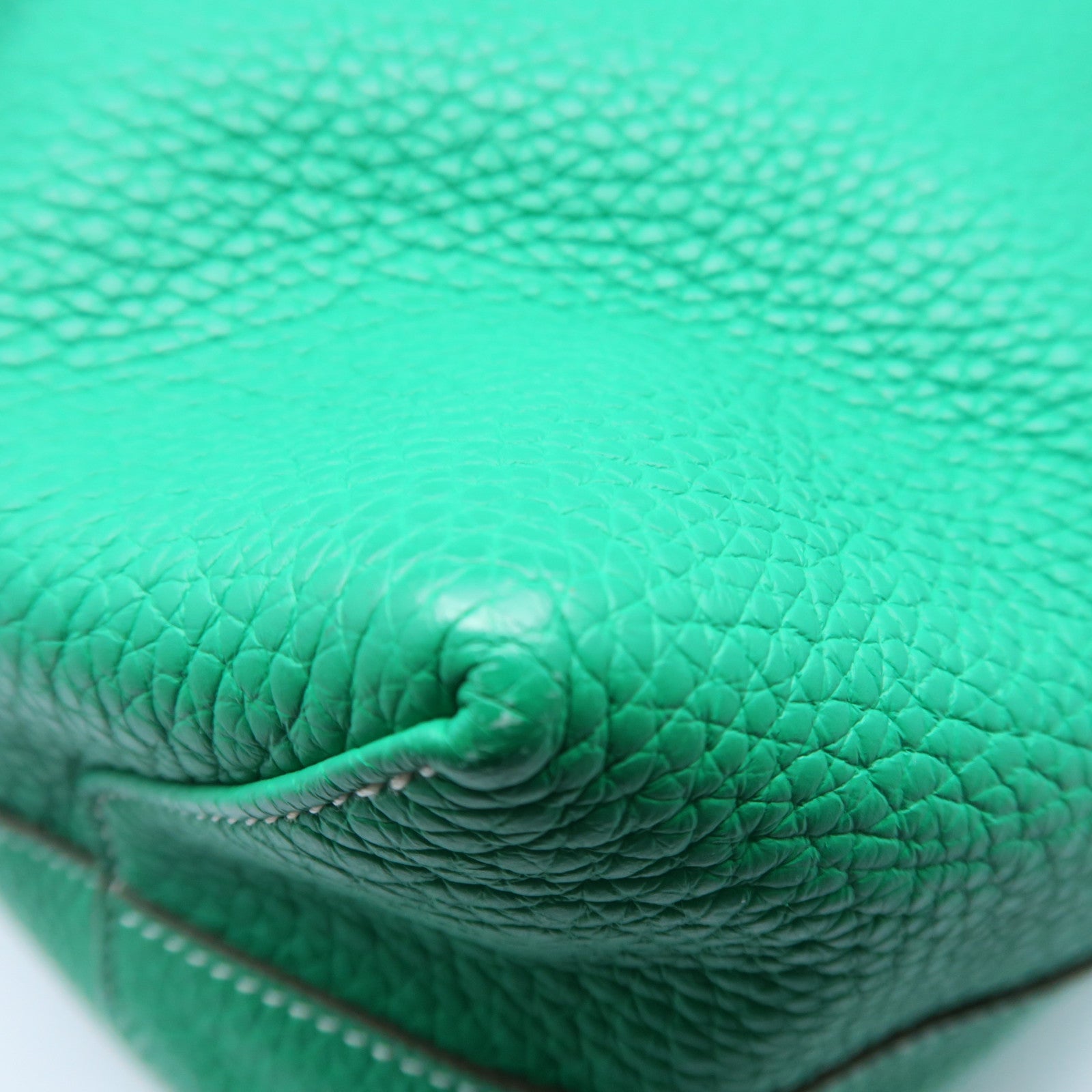HERMES Taurillon Clemence皮革Double Sens手挽袋绿色/蓝色