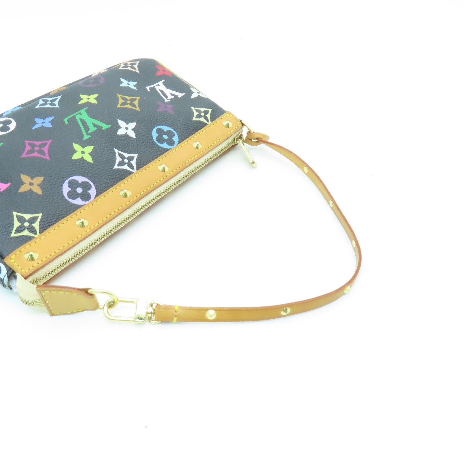 LOUIS VUITTON Multi-Mono Pochette Accessories Gold Buckle Shoulder Bag Black/Color