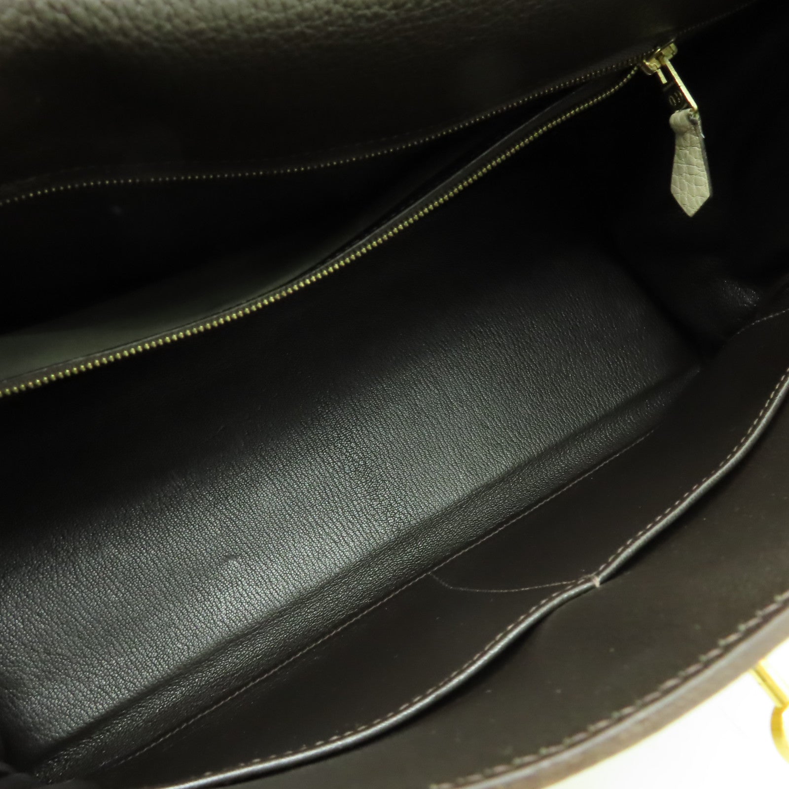 HERMES Clemence皮革Kelly 35金扣手挽肩背兩用袋啡色/米色