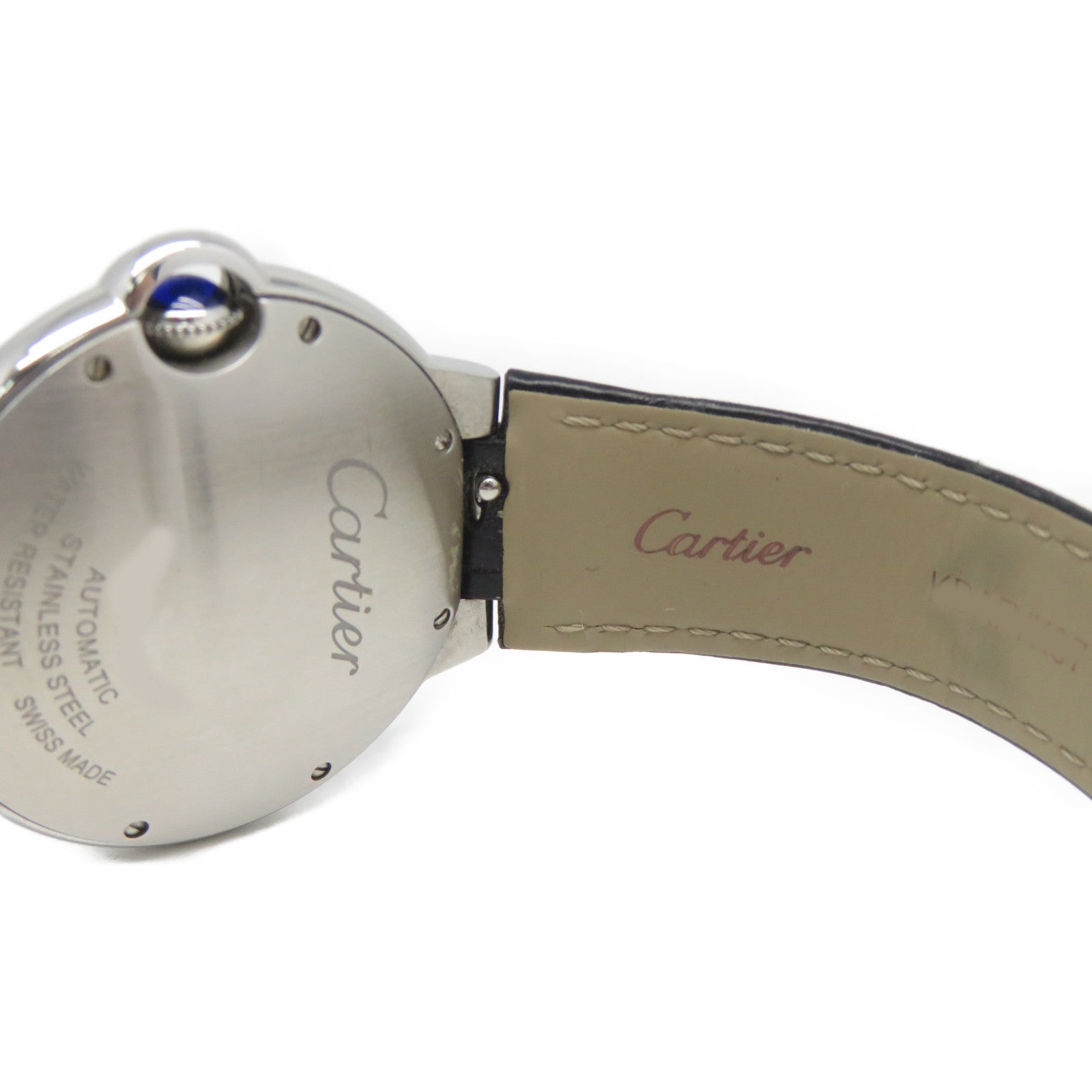 CARTIER Ballon Blue SS銀扣不鏽鋼手錶自動機芯黑色/白色