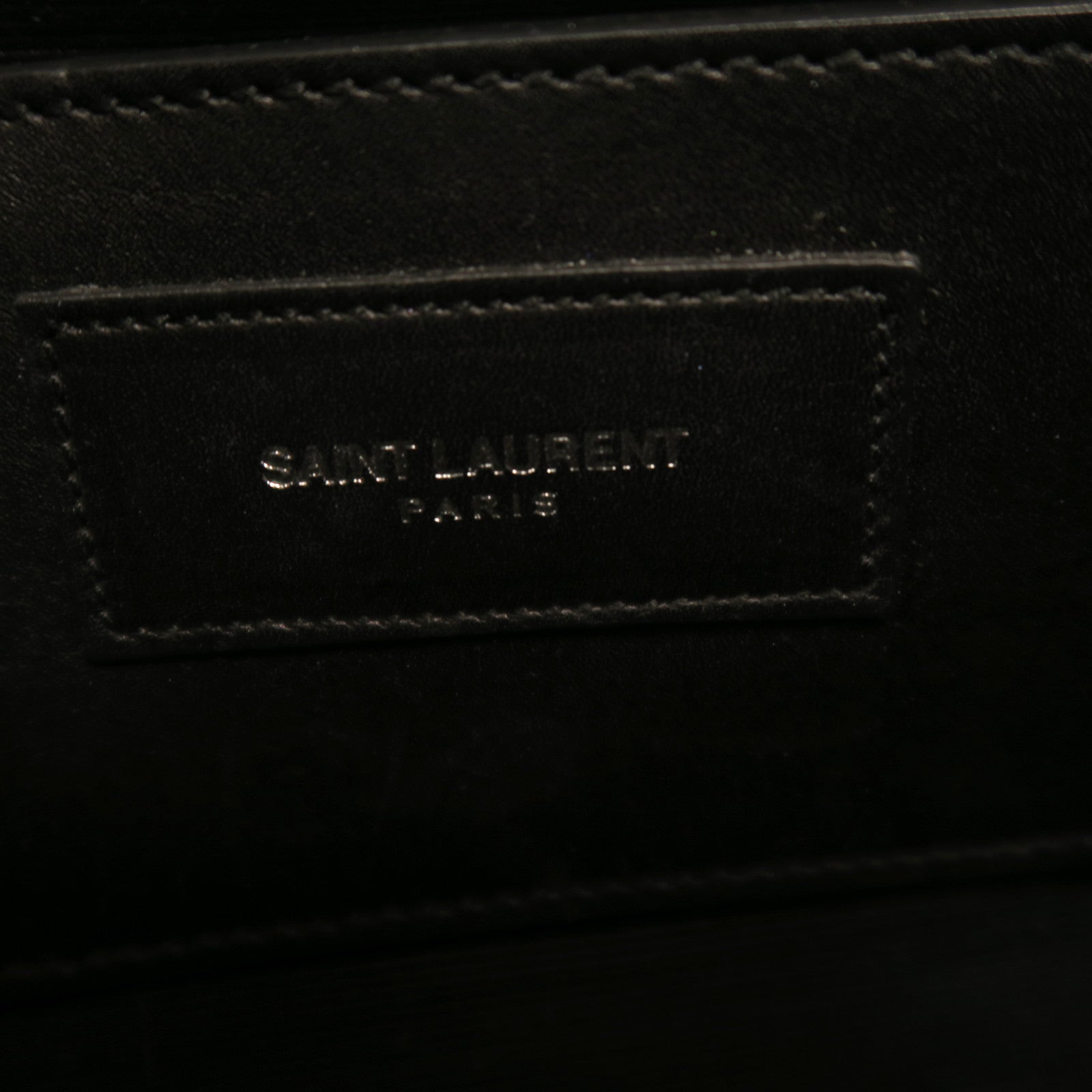 SAINT LAURENT 牛皮皮革Chain Shoulder Bag銀扣鏈帶肩背袋黑色/白色