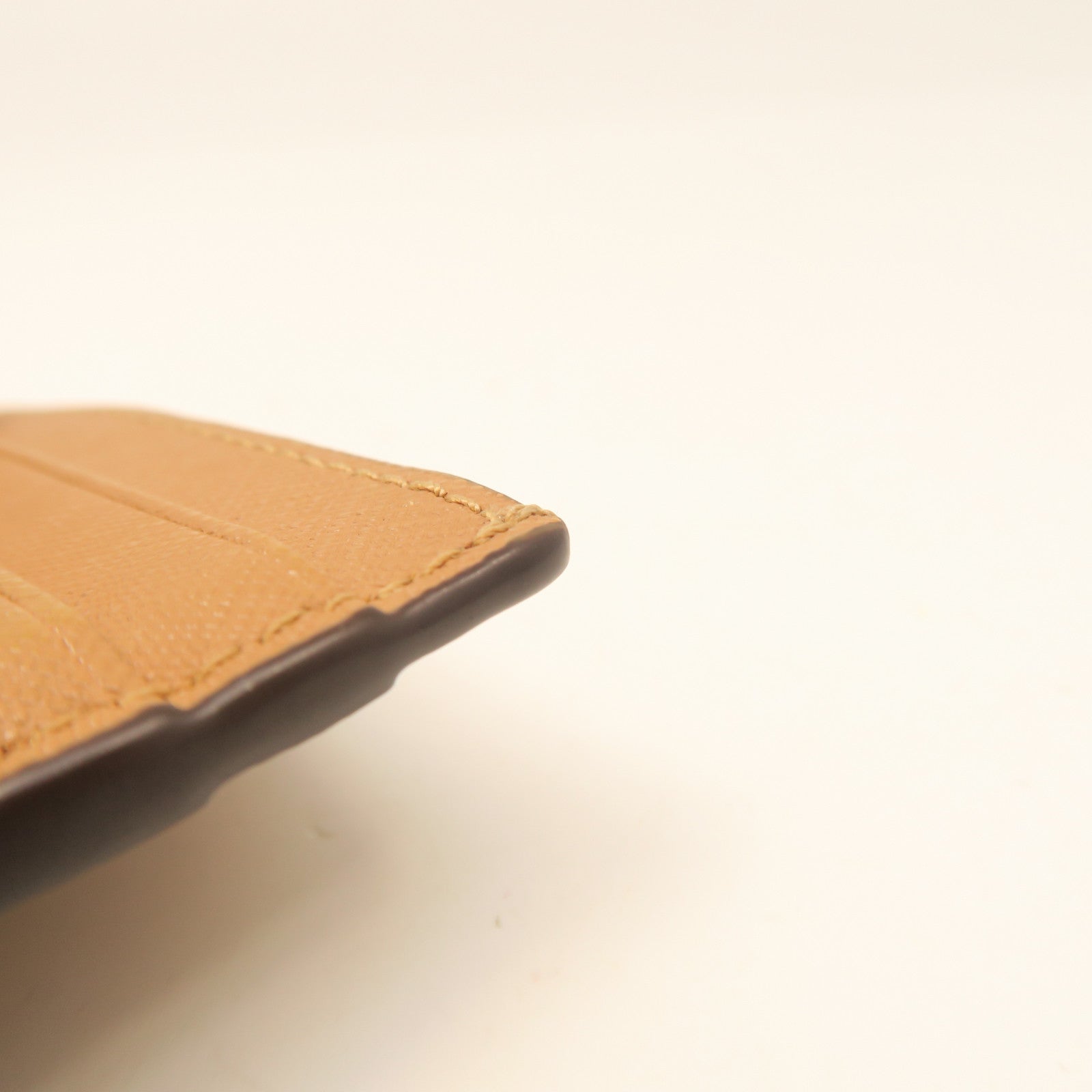 Tory Burch Cowhide Leather Card Case Gold Buckle Card Holder Brown