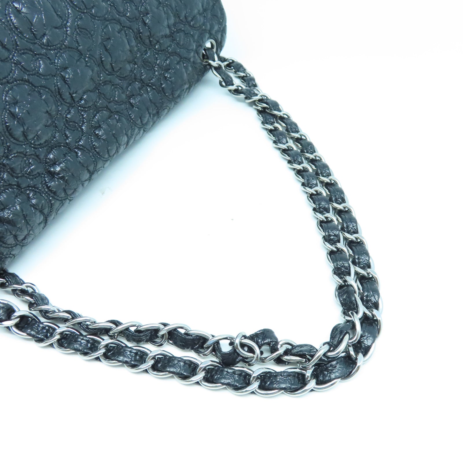 CHANEL 【激減優惠】牛皮皮革Shoulder Bag銀扣鏈帶肩背袋黑色