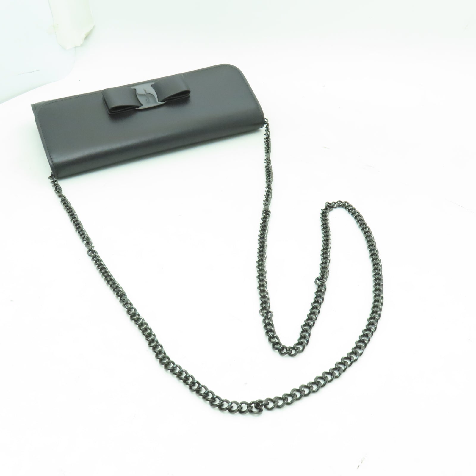 Salvatore Ferragamo 牛皮皮革Shoulder Bag鏈帶肩背袋黑色