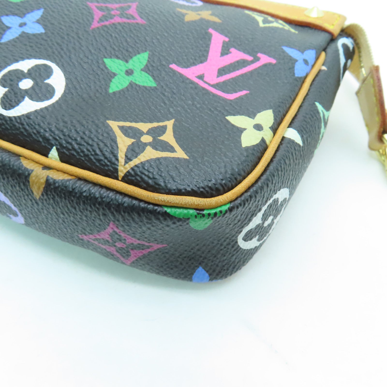 LOUIS VUITTON Multi-Mono Pochette Accessories Gold Buckle Shoulder Bag Black/Color