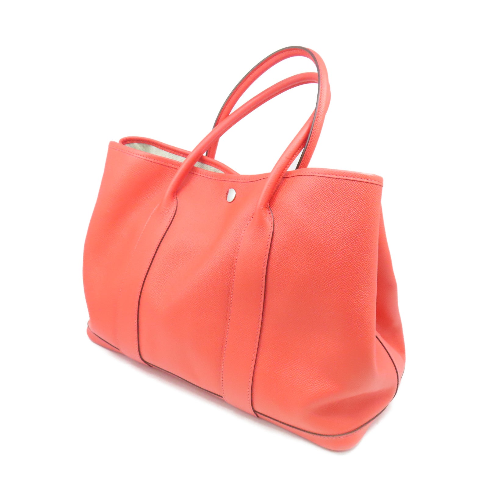 HERMES Veau Epsom皮革GardenParty PM銀扣手挽袋糖果紅色