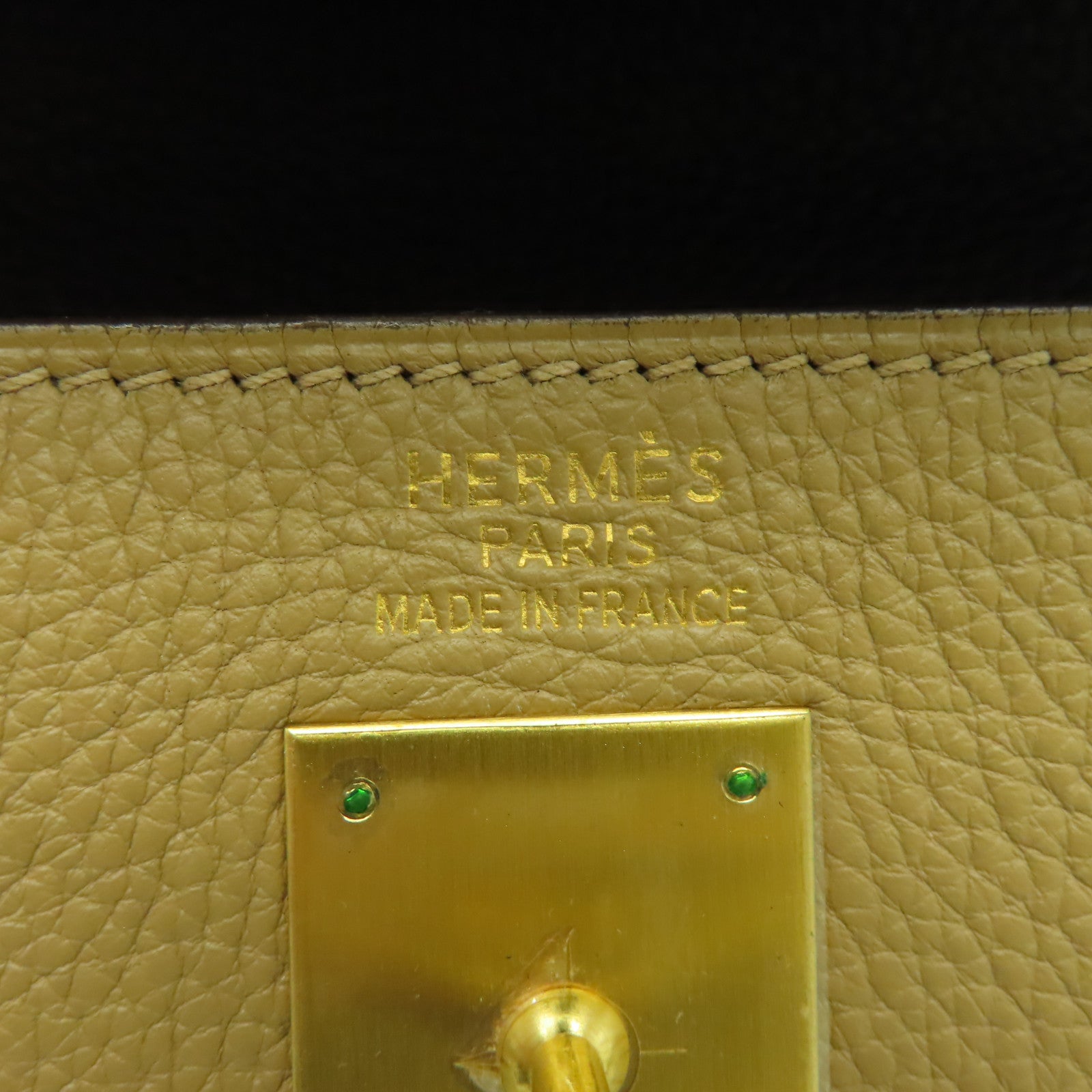 HERMES Clemence皮革Kelly 35金扣手挽肩背兩用袋啡色/米色
