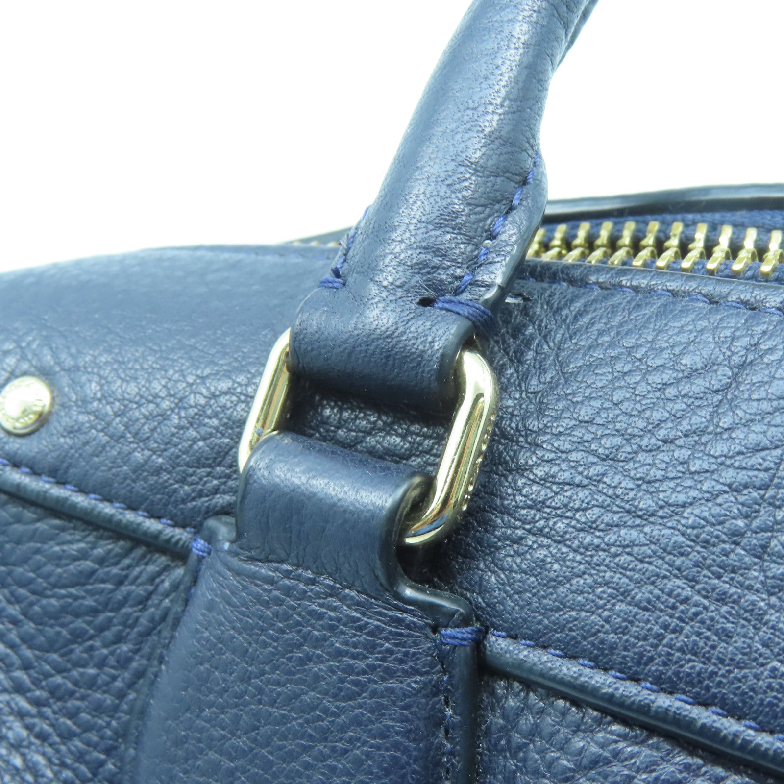COACH 牛皮皮革2 Way Shoulder Bga金扣手挽肩背兩用袋深藍色