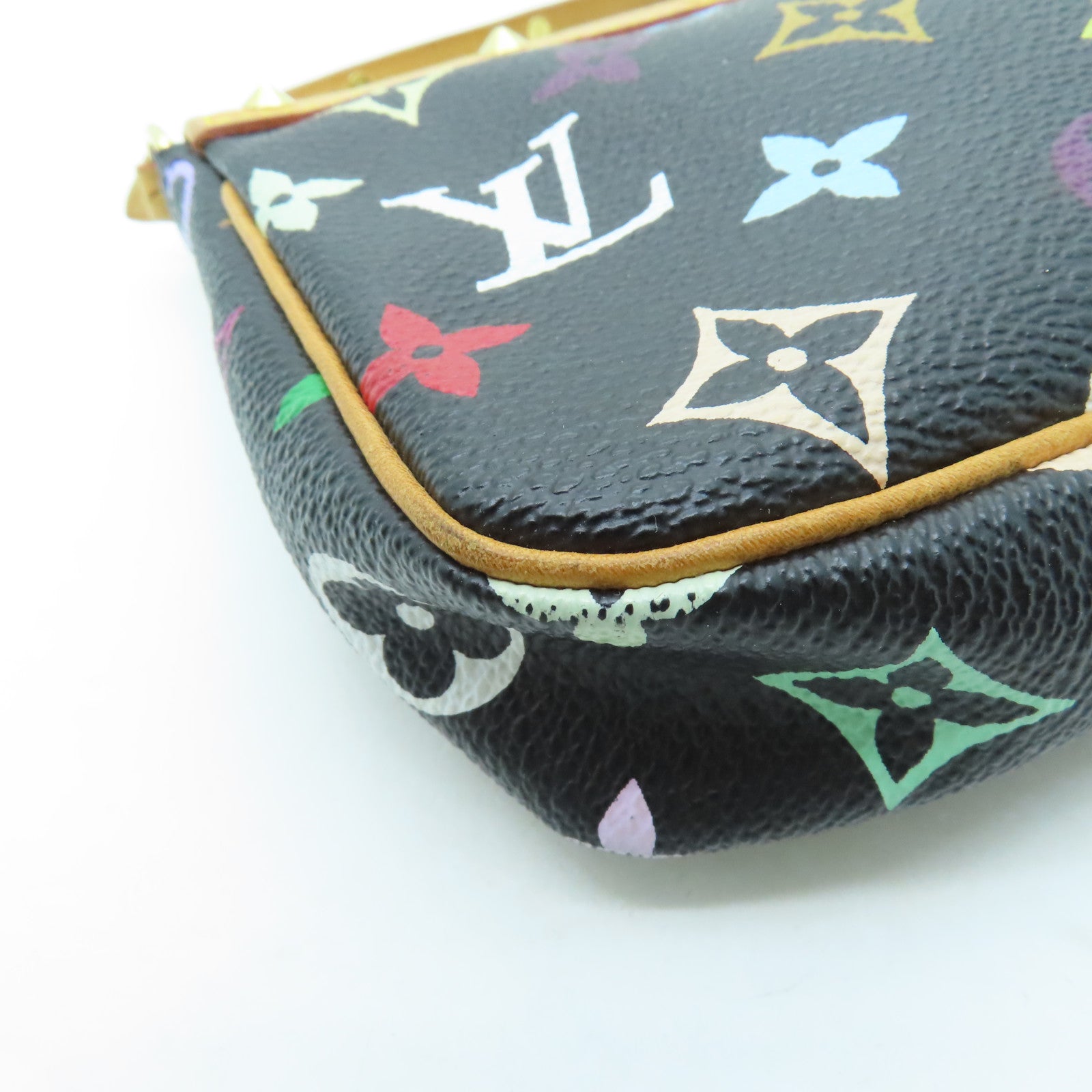 LOUIS VUITTON Multi-Mono Pochette Accessories Gold Buckle Shoulder Bag Black/Color