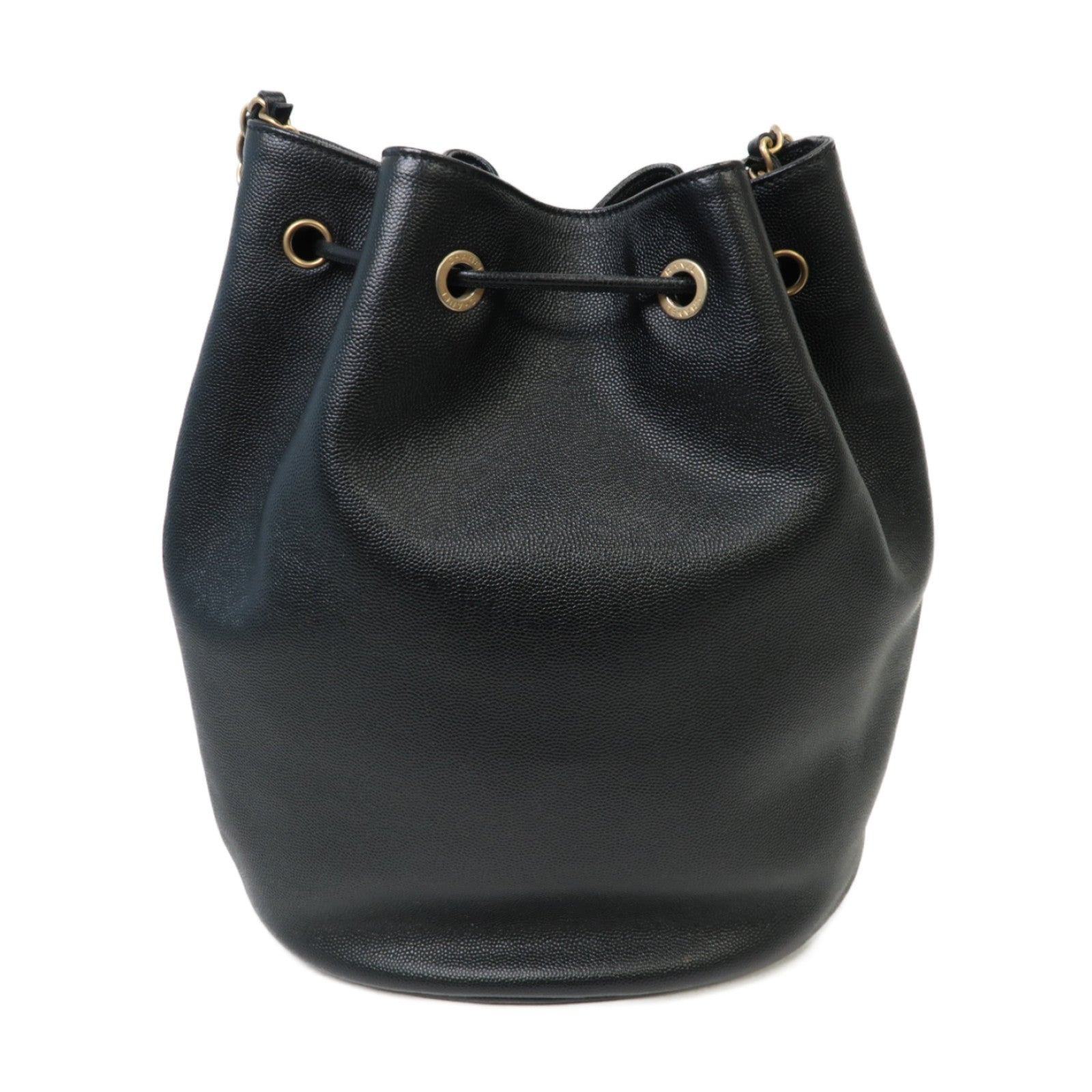 CHANEL Caviar皮革Chain Shoulder金扣鏈帶肩背袋黑色