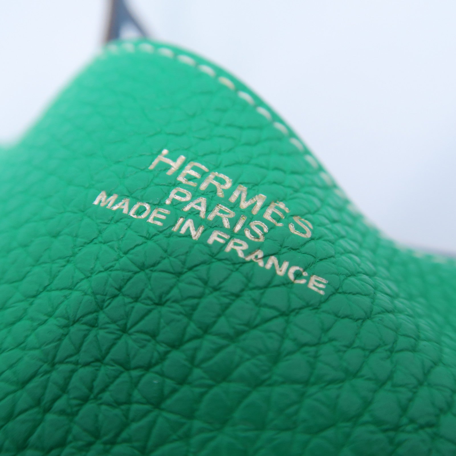 HERMES Taurillon Clemence皮革Double Sens手挽袋绿色/蓝色