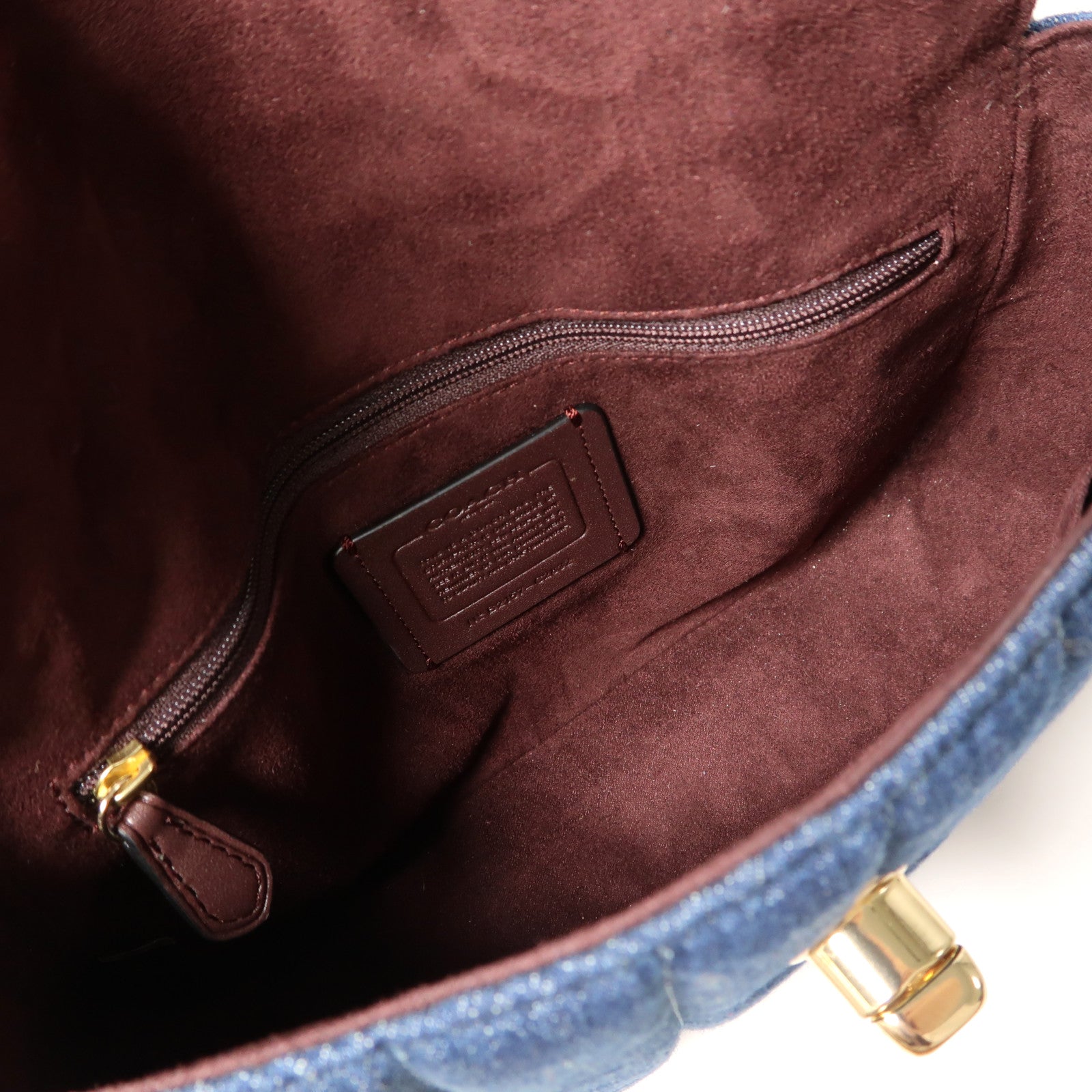 COACH 牛仔布Shoulder Bag金扣手挽肩背兩用袋藍色/黑色