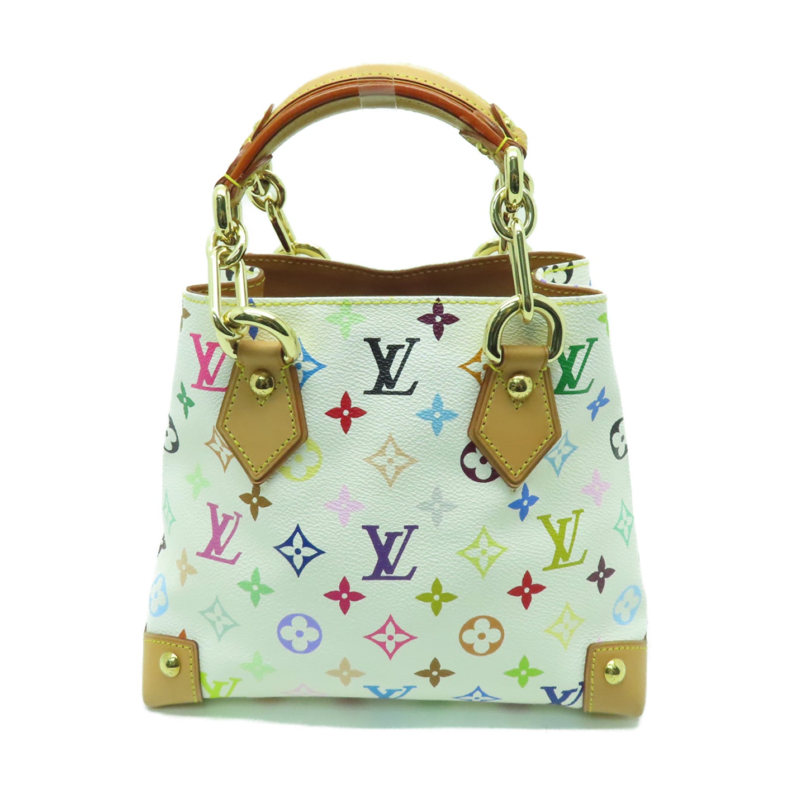 LOUIS VUITTON Monogram Multicolore Audra金扣手挽袋白色