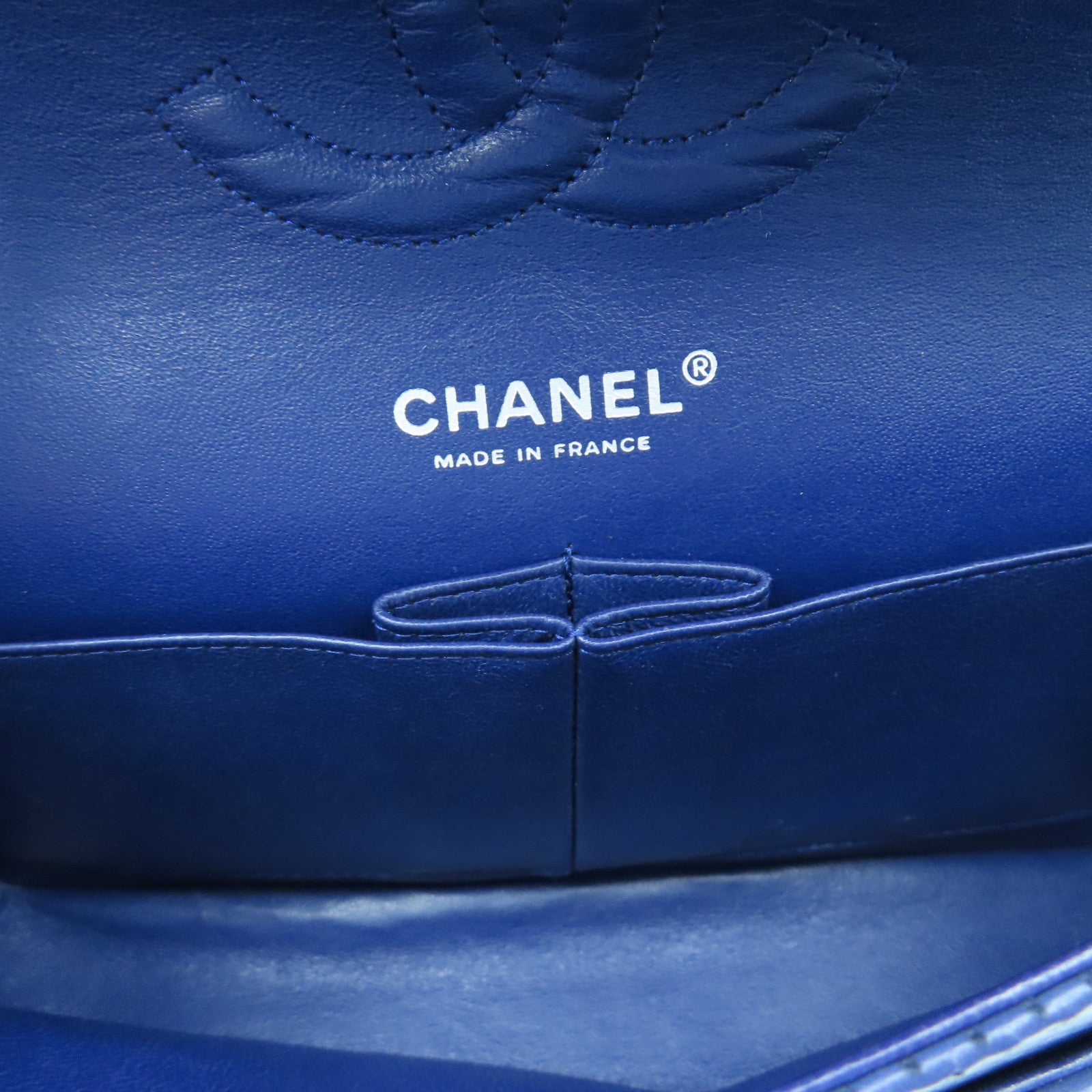 CHANEL rhombic cowhide leather Chain Shoulder silver buckle chain shoulder bag blue