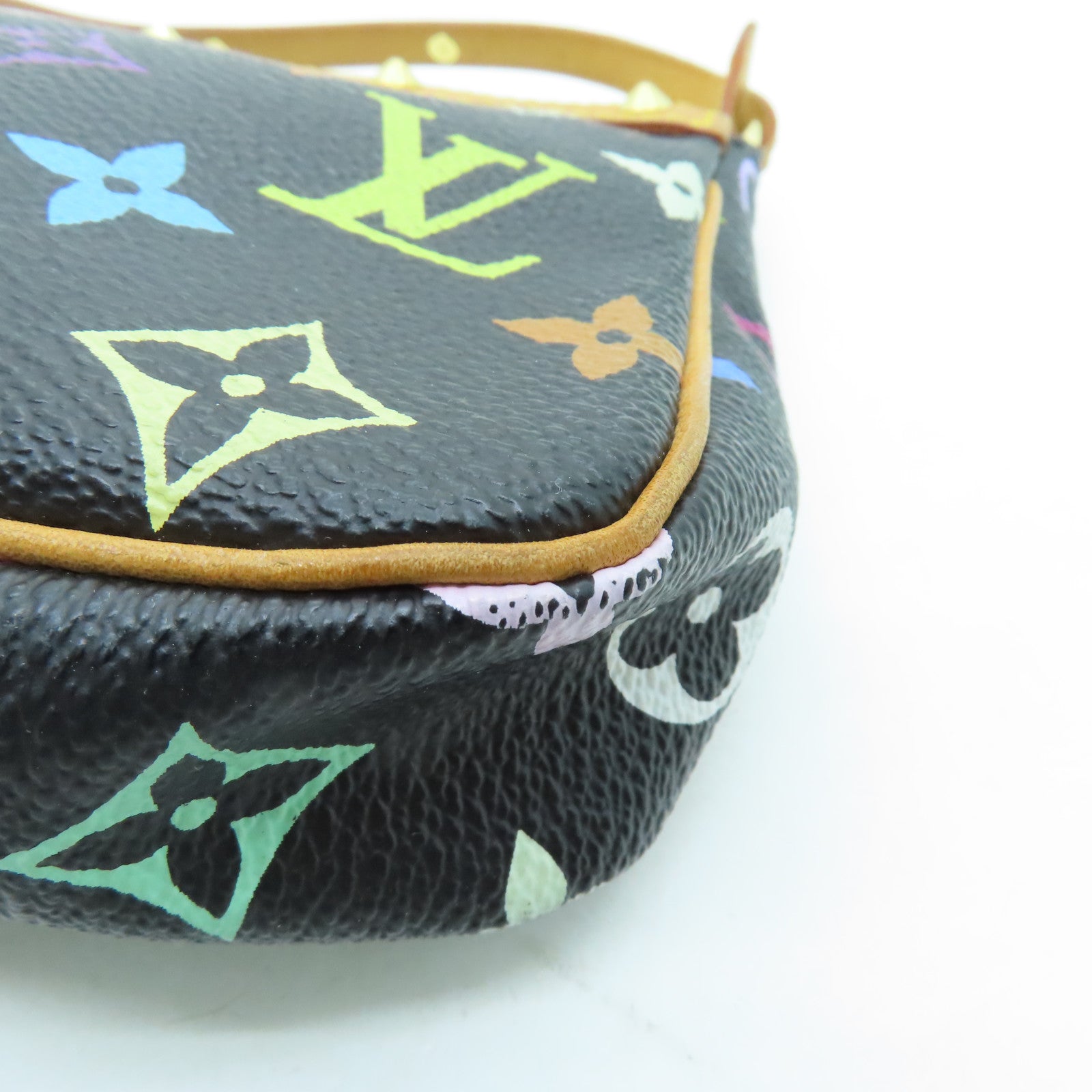 LOUIS VUITTON Multi-Mono Pochette Accessories Gold Buckle Shoulder Bag Black/Color