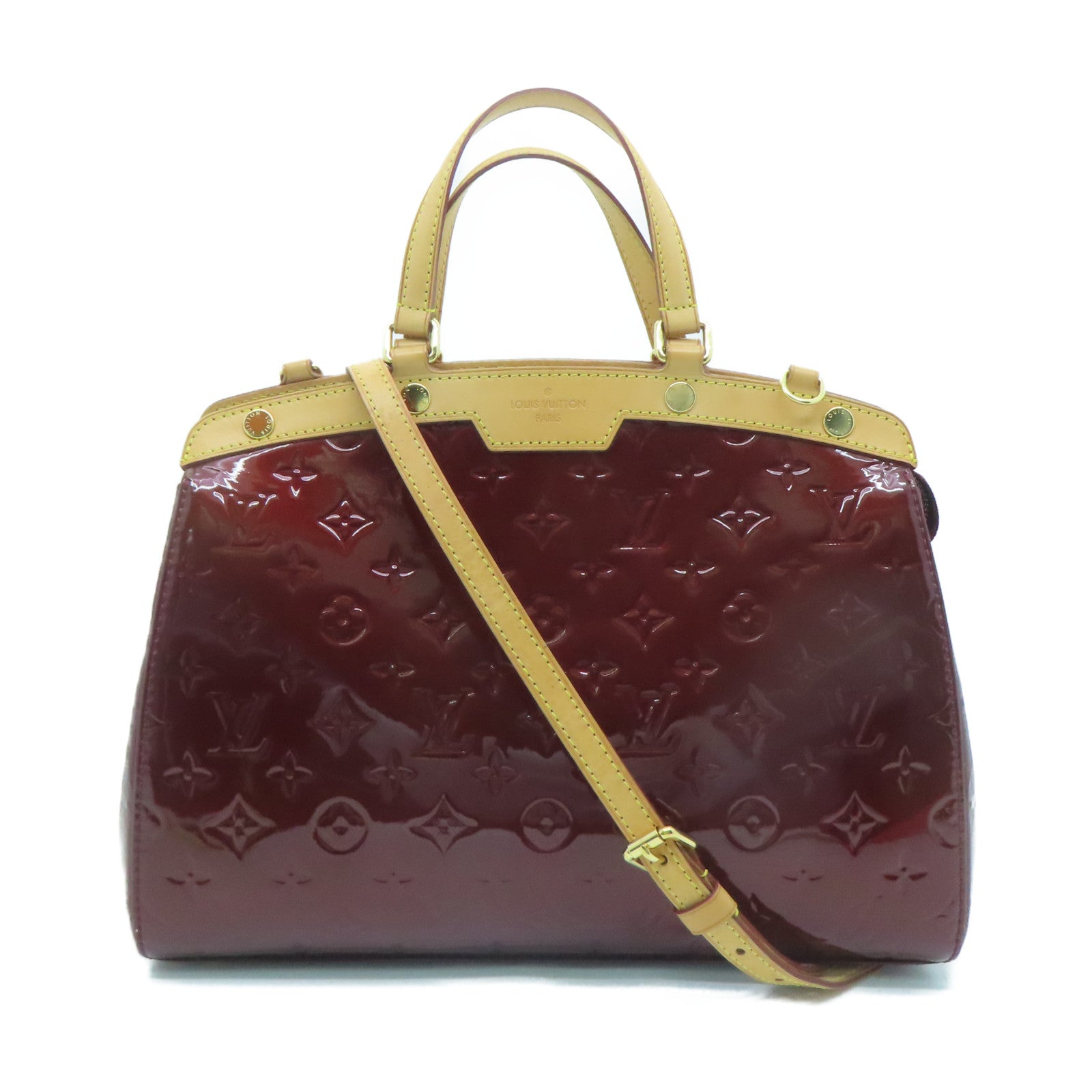 LOUIS VUITTON Monogram Vernis Brea MM Gold Buckle Hand Shoulder Dual-purpose Bag Wine Red