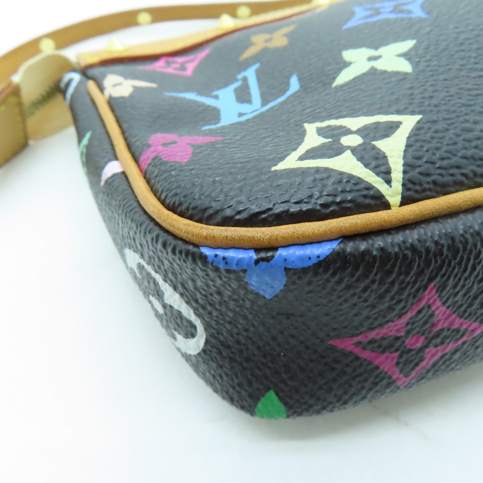 LOUIS VUITTON Multi-Mono Pochette Accessories Gold Buckle Shoulder Bag Black/Color