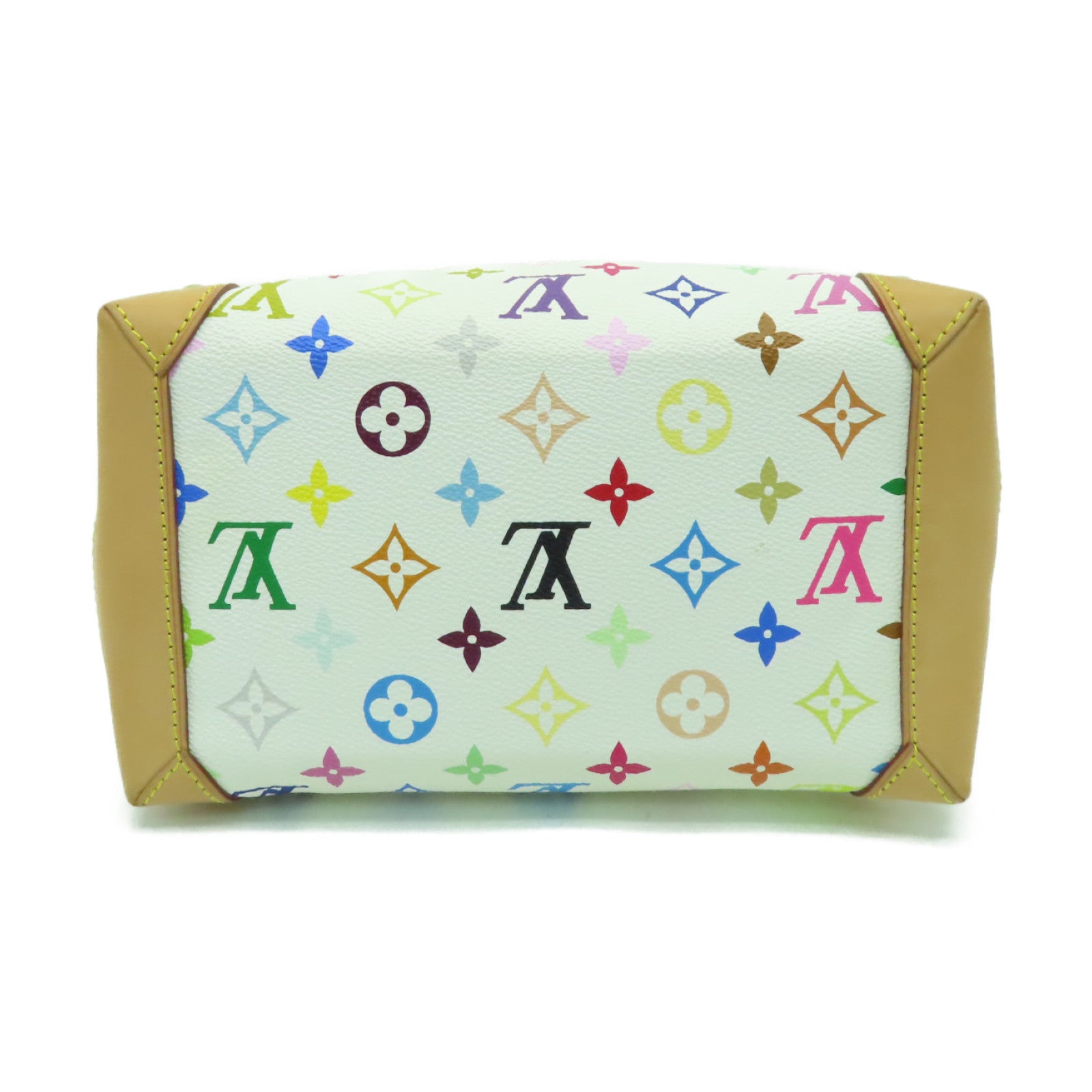 LOUIS VUITTON Monogram Multicolore Audra金扣手挽袋白色