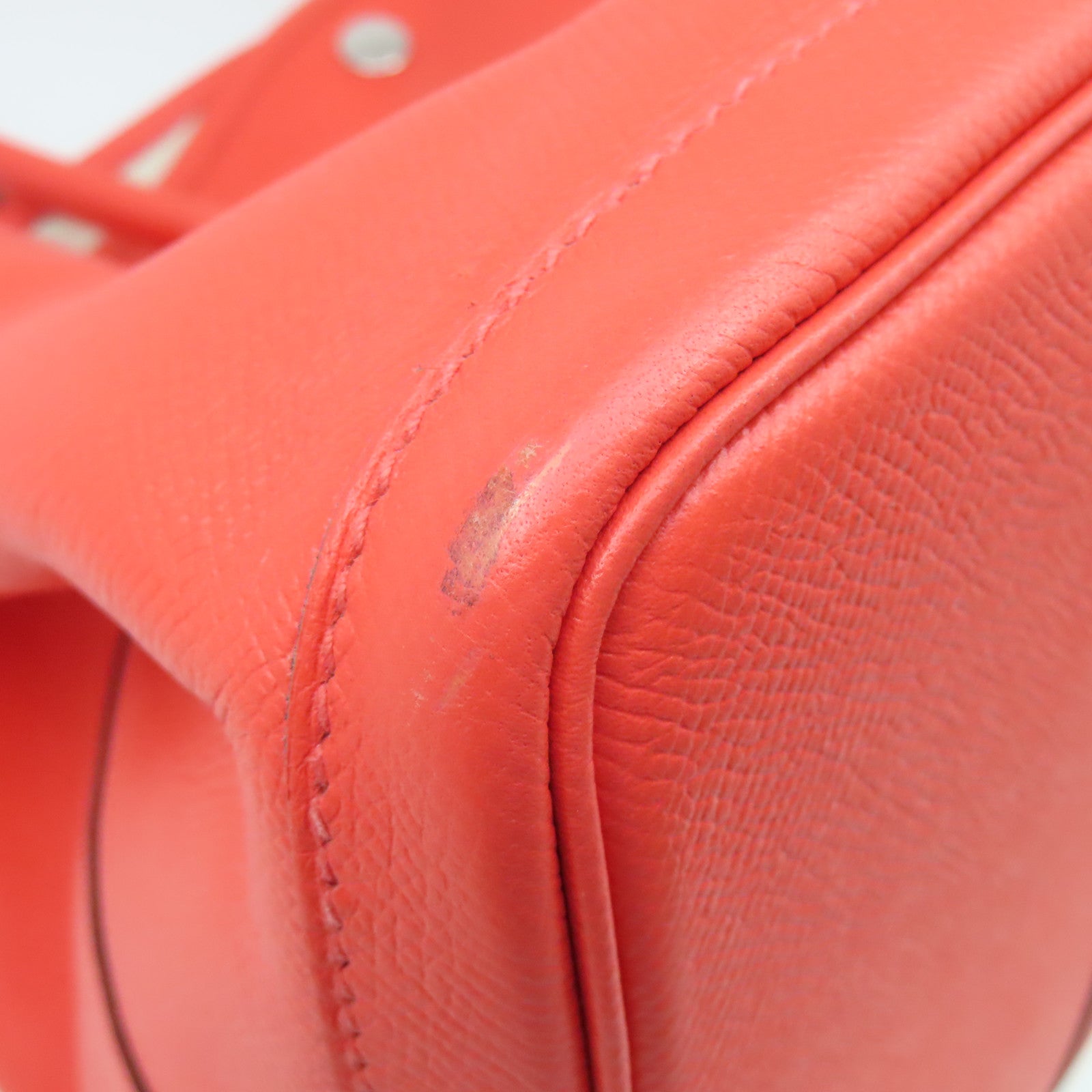 HERMES Veau Epsom皮革GardenParty PM銀扣手挽袋糖果紅色