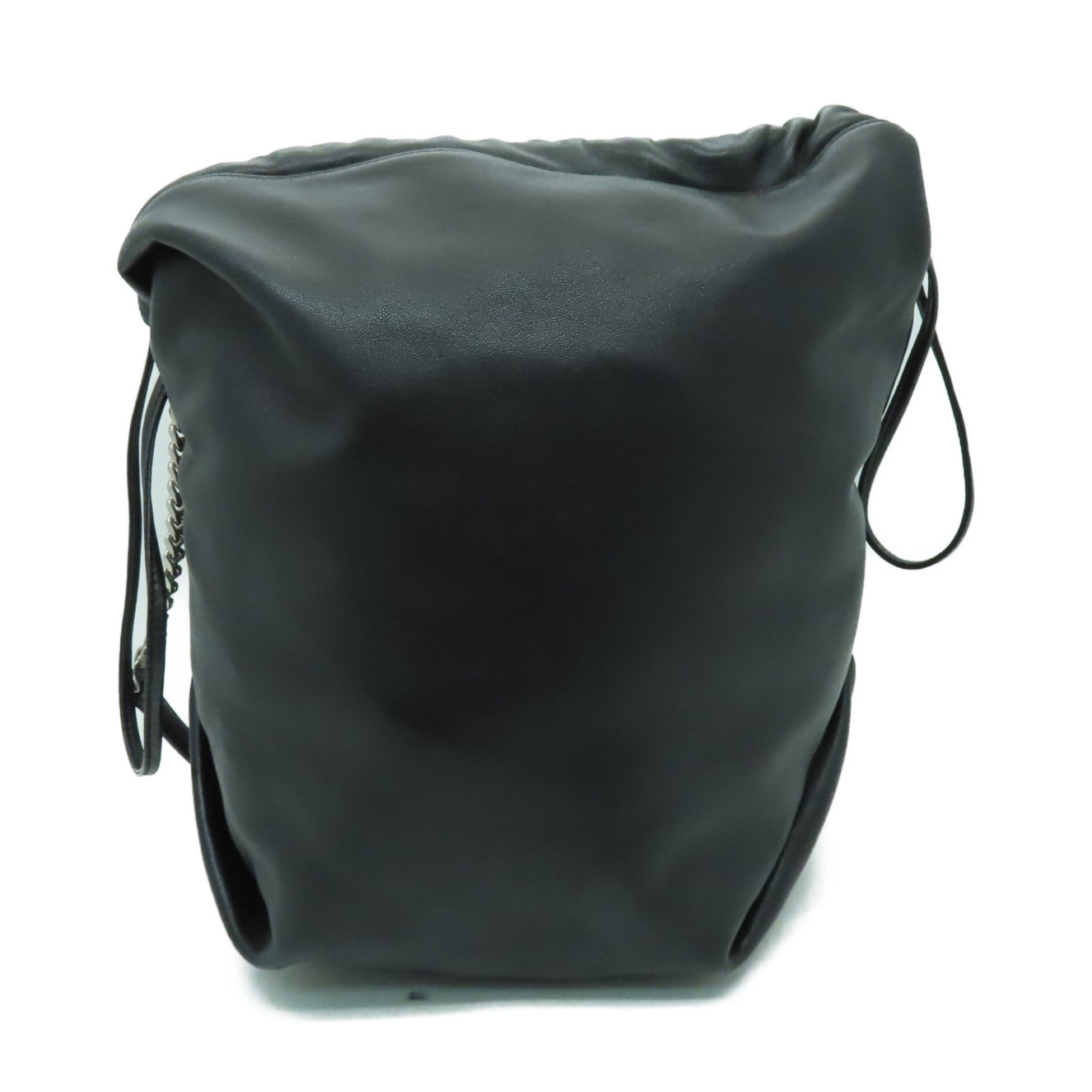 SAINT LAURENT 牛皮皮革Shoulder Bag銀扣鏈帶肩背袋黑色