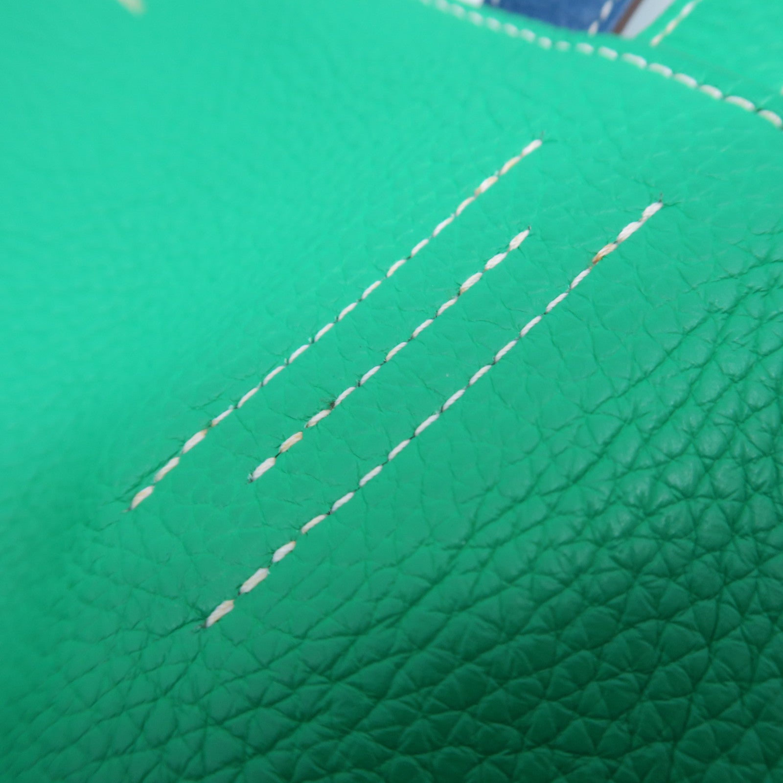 HERMES Taurillon Clemence皮革Double Sens手挽袋绿色/蓝色
