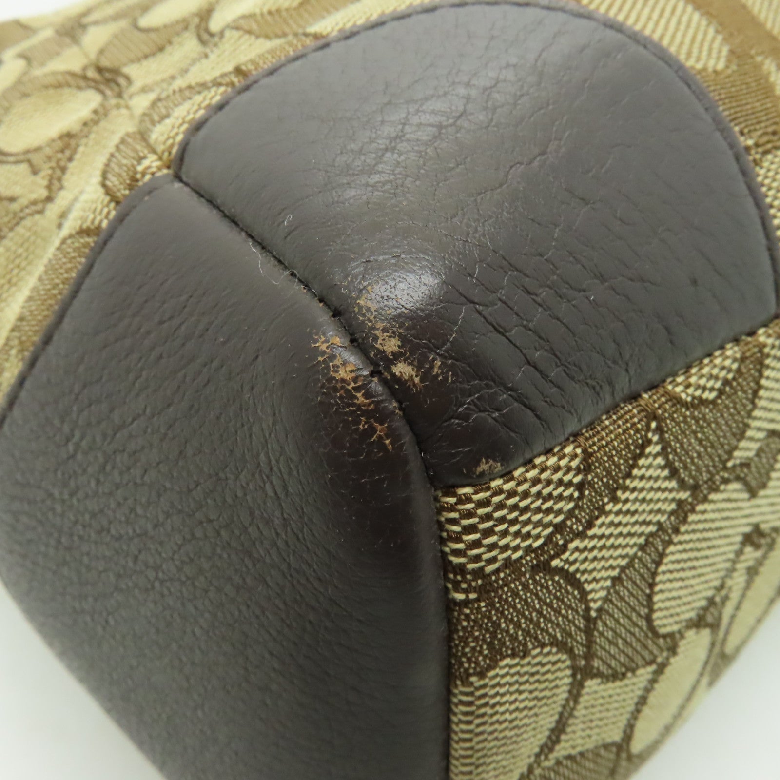 COACH 帆布Shoulder Bag金扣肩背袋棕色